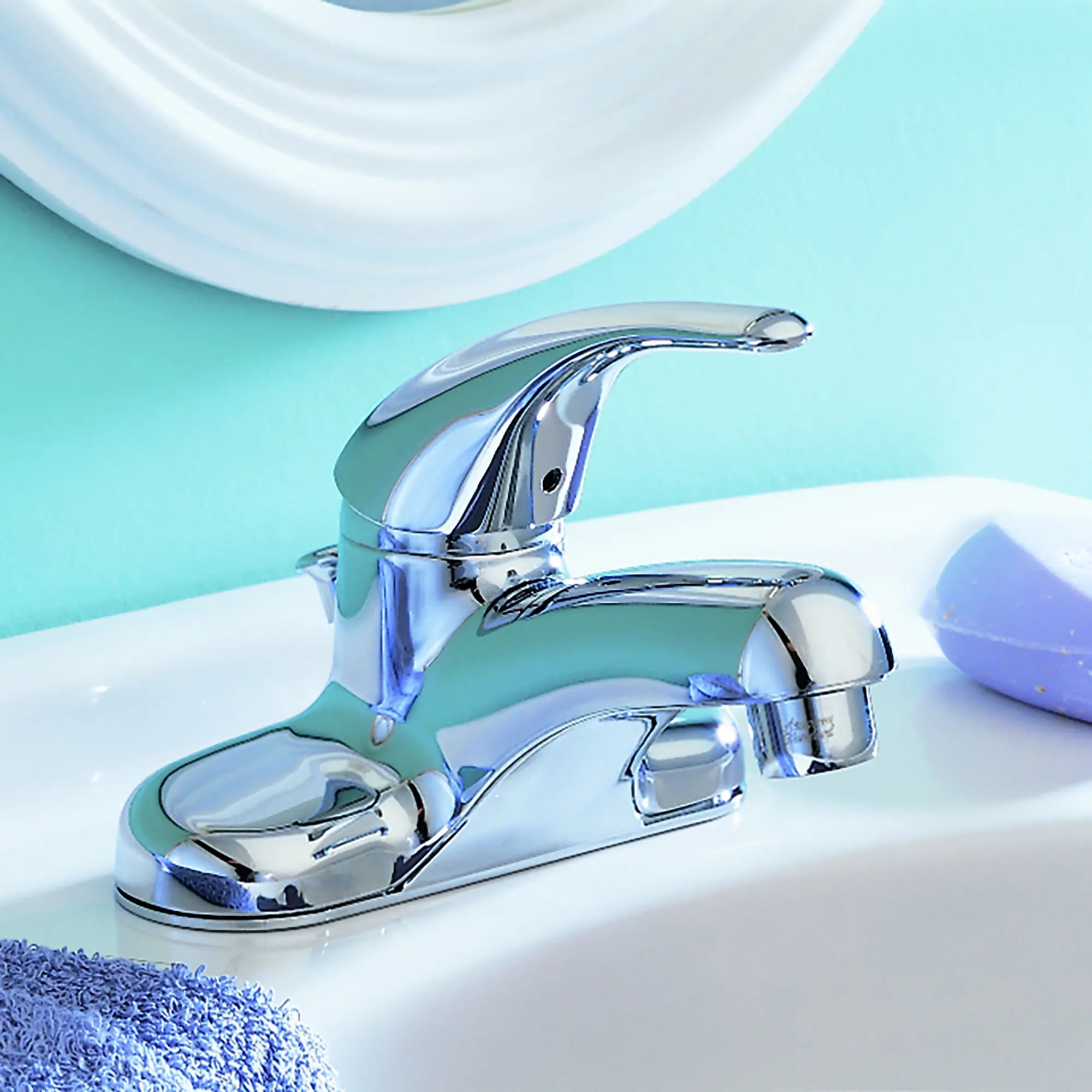 Colony® Soft 4 Inch Centerset Single Handle Bathroom Faucet - 1.2 GPM/4.5 LPM Water-Saving Design with Lever Handle - Perfect for Small Bathrooms, Powder Rooms & Vanities