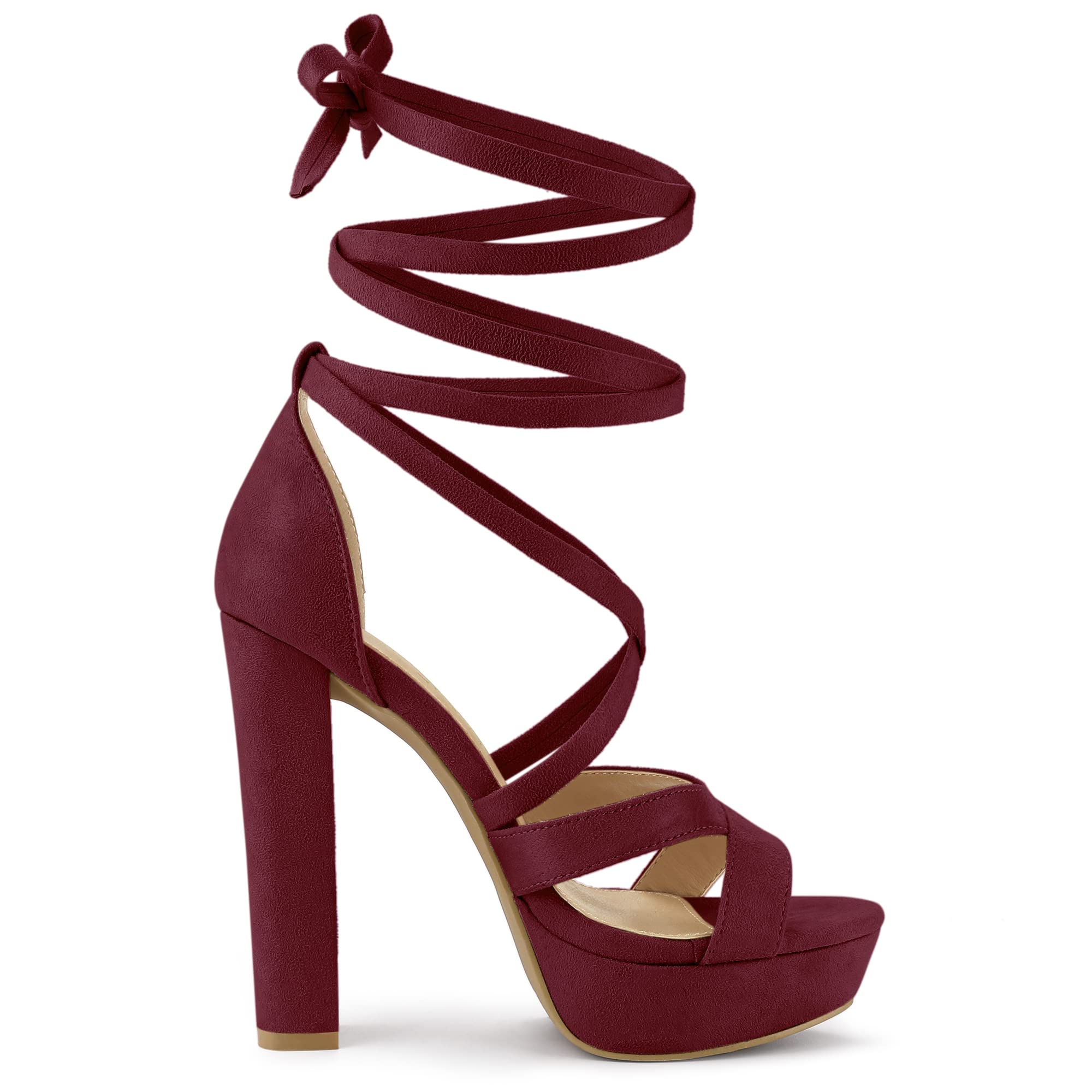 Allegra K Women's Chunky High Heel Lace-Up Platform Sandals - Stylish Summer Wedges for Parties, Weddings & Date Nights