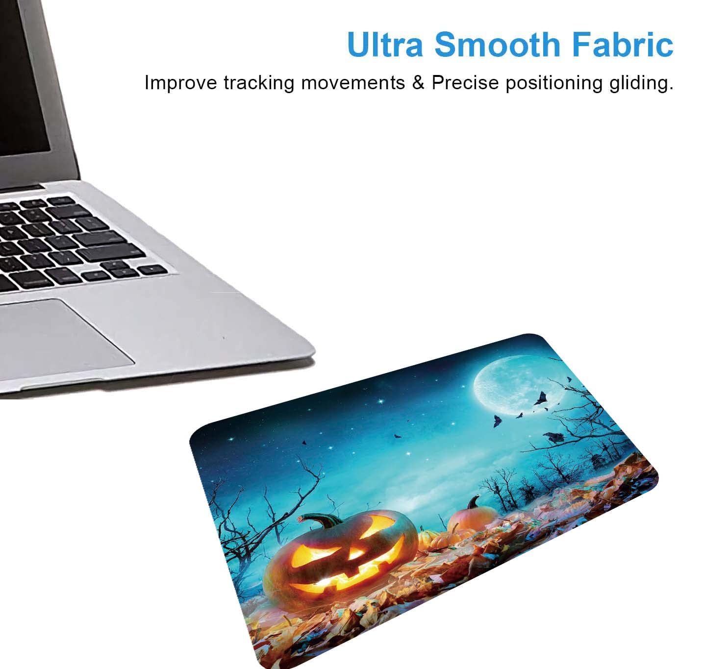 Glow-in-the-Dark Halloween Mouse Pad - Pumpkin Moonlight Spooky Forest Design, Non-Slip Rubber Base Waterproof Mouse Mat for Office & Laptop (9.5x7.9 Inches) - Perfect for Halloween Decor, Gaming Setup & Workspace Accessories