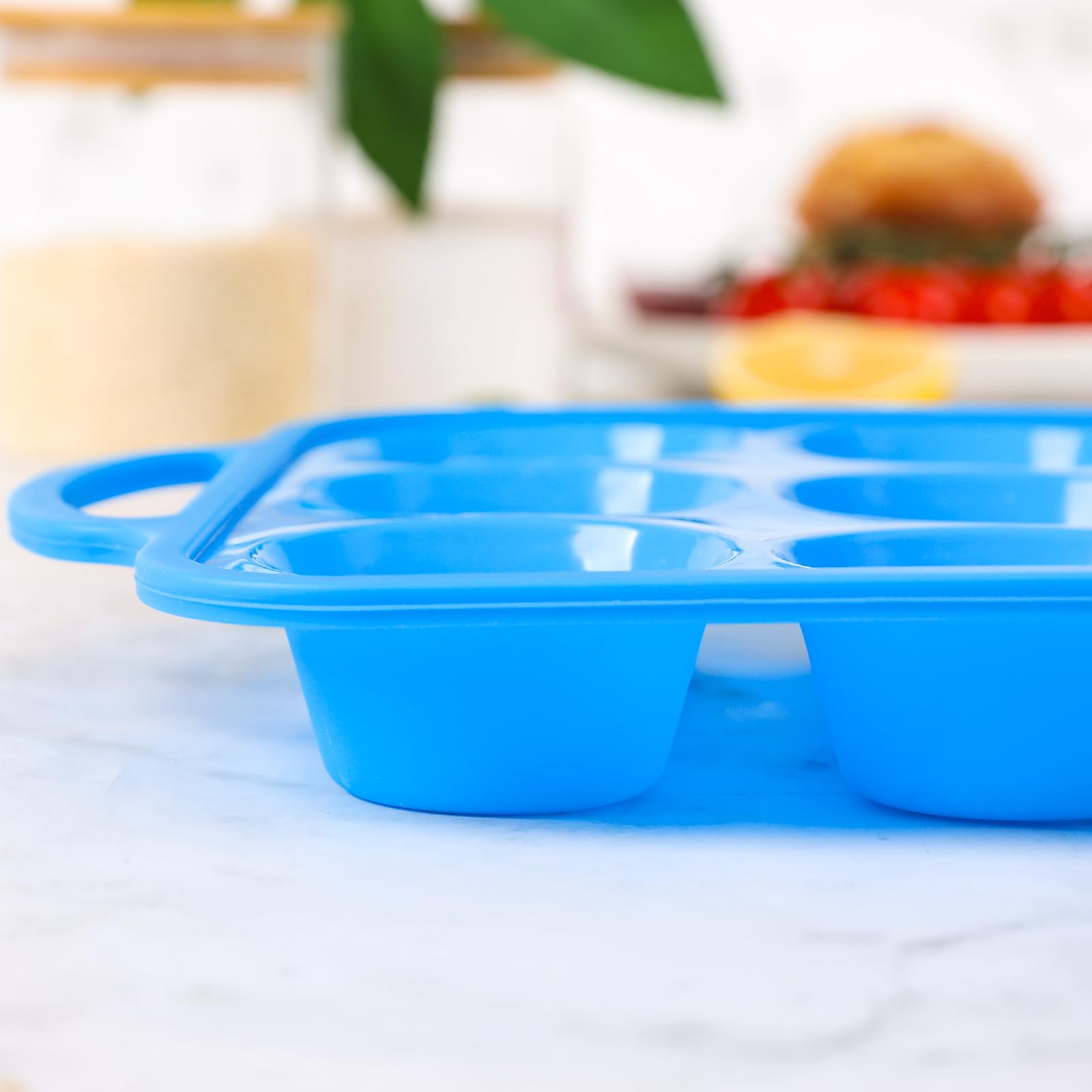 1Pack 12-Cup Silicone Muffin Pan with Metal Reinforced Frame - BPA Free, Oven & Dishwasher Safe Cupcake Baking Tray - Perfect for Home Baking, Party Desserts & Meal Prep (Blue)