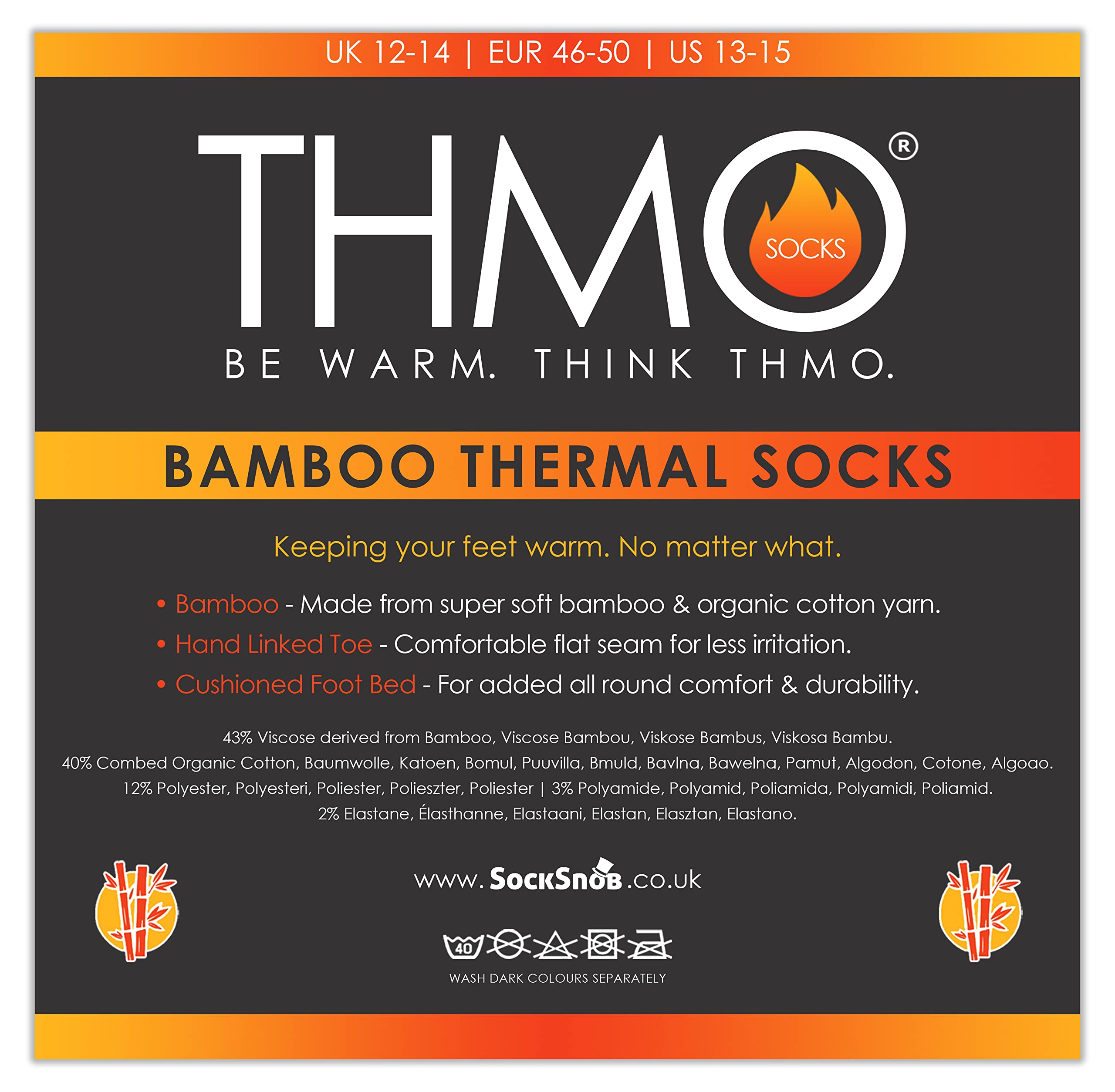 THMO 3 Pairs Bamboo Thermal Socks for Men & Women - Ultra Warm Winter Socks with Thick Bamboo Fiber - Perfect for Cold Weather, Hiking, and Indoor Comfort