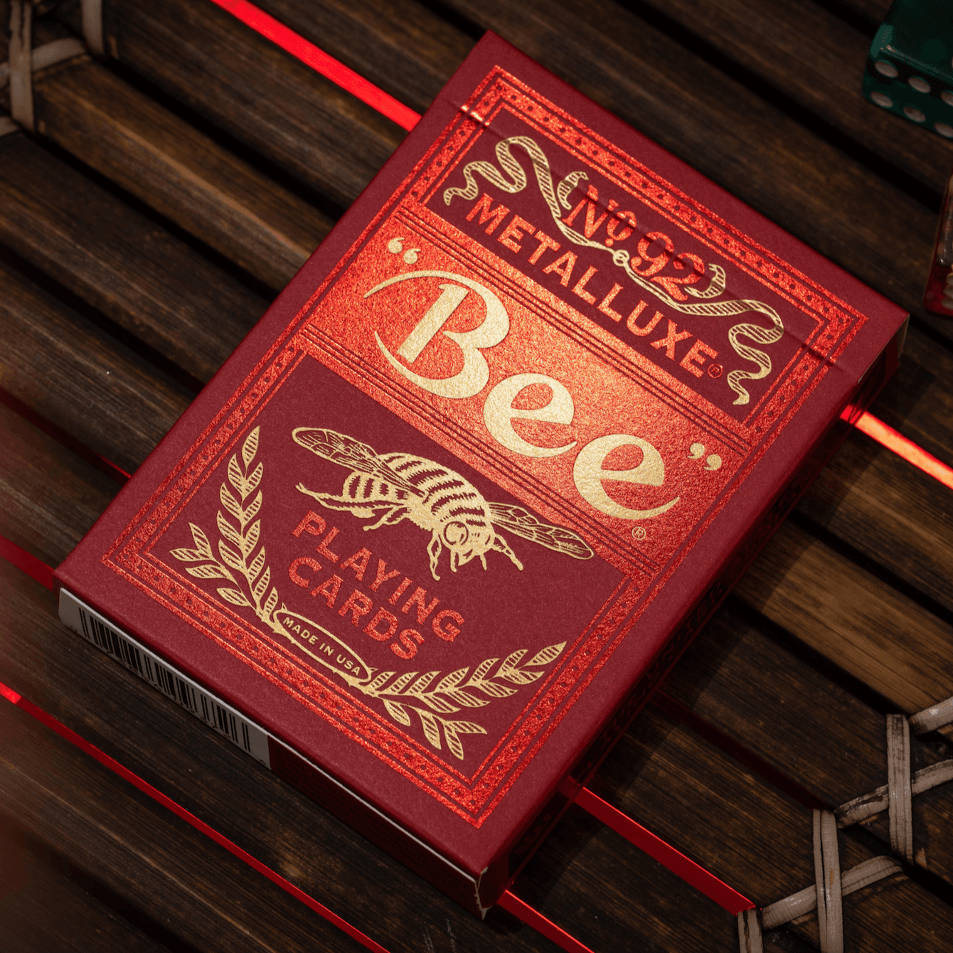Premium Bee MetalLuxe Red Playing Cards - Elegant & Durable for Poker, Magic Tricks, and Cardistry | Perfect for Game Nights, Collectors, and Professional Performers