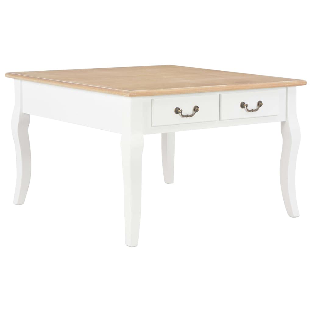 Modern Brown Coffee Table with 4 Drawers - White Legs Sofa Side Table for Living Room - Perfect for Tea Time, Reading & Small Space Decor