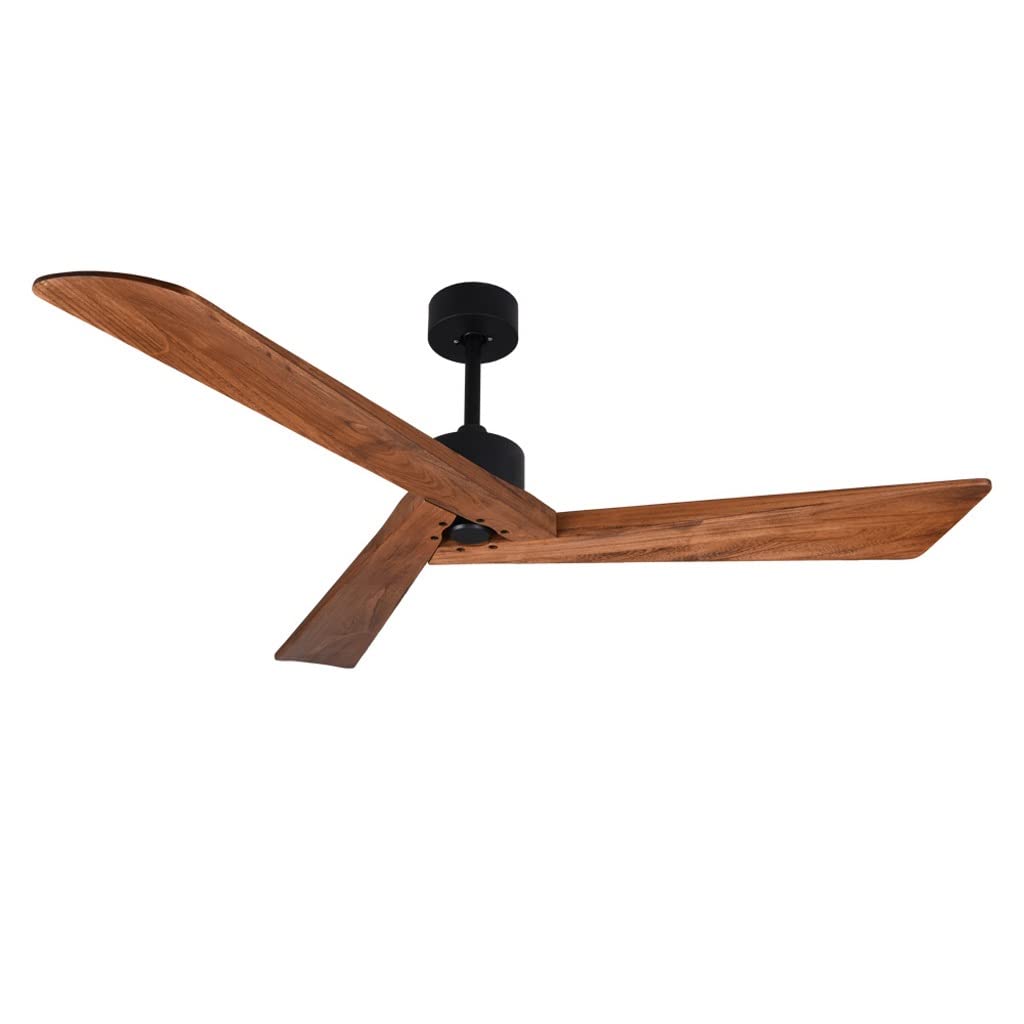 60 Inch Wood Ceiling Fan No Light - Remote Control DC Motor - Modern Farmhouse Style for Living Room, Bedroom, Dining Room & Loft - Quiet Energy Efficient Air Circulation