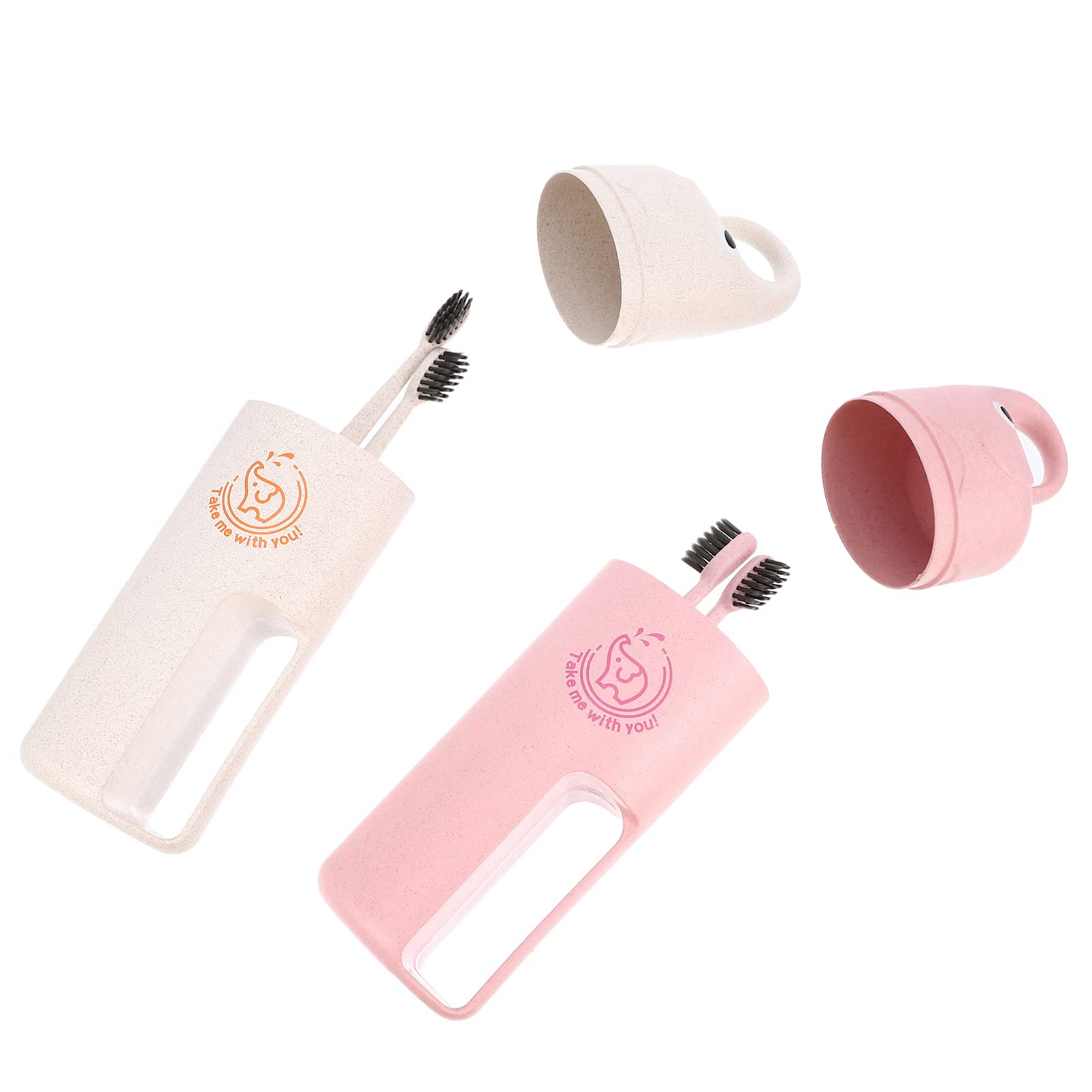 Healifty Kids Travel Toothbrush Set - 2 Pack Portable Toothbrush with Case & Holder, Travel Wash Cup for Camping, School, Home - Perfect for Kids Suitcases & On-the-Go Oral Care