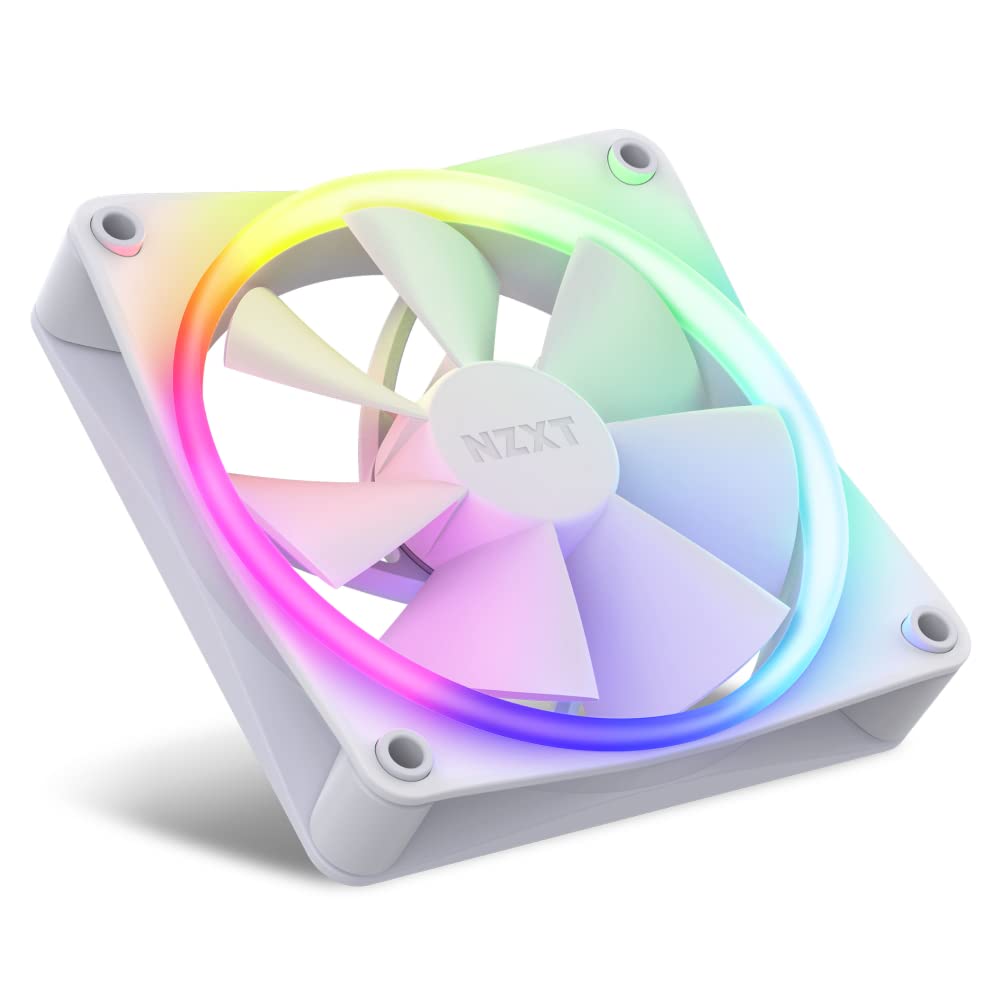 NZXT F120 RGB PC Cooling Fans - 120mm White Case Fan with Advanced RGB Lighting & Controller - Ultra Quiet Cooling for Gaming PC, Workstation, and Home Office Setup