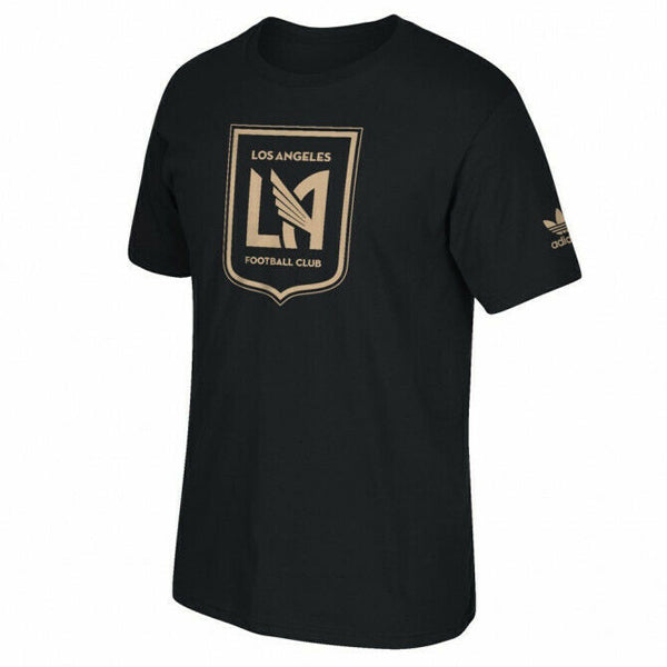 Adidas Men's LAFC Crest Soccer T-Shirt - Black & Gold - Official Fan Jersey for Soccer Games & Casual Wear
