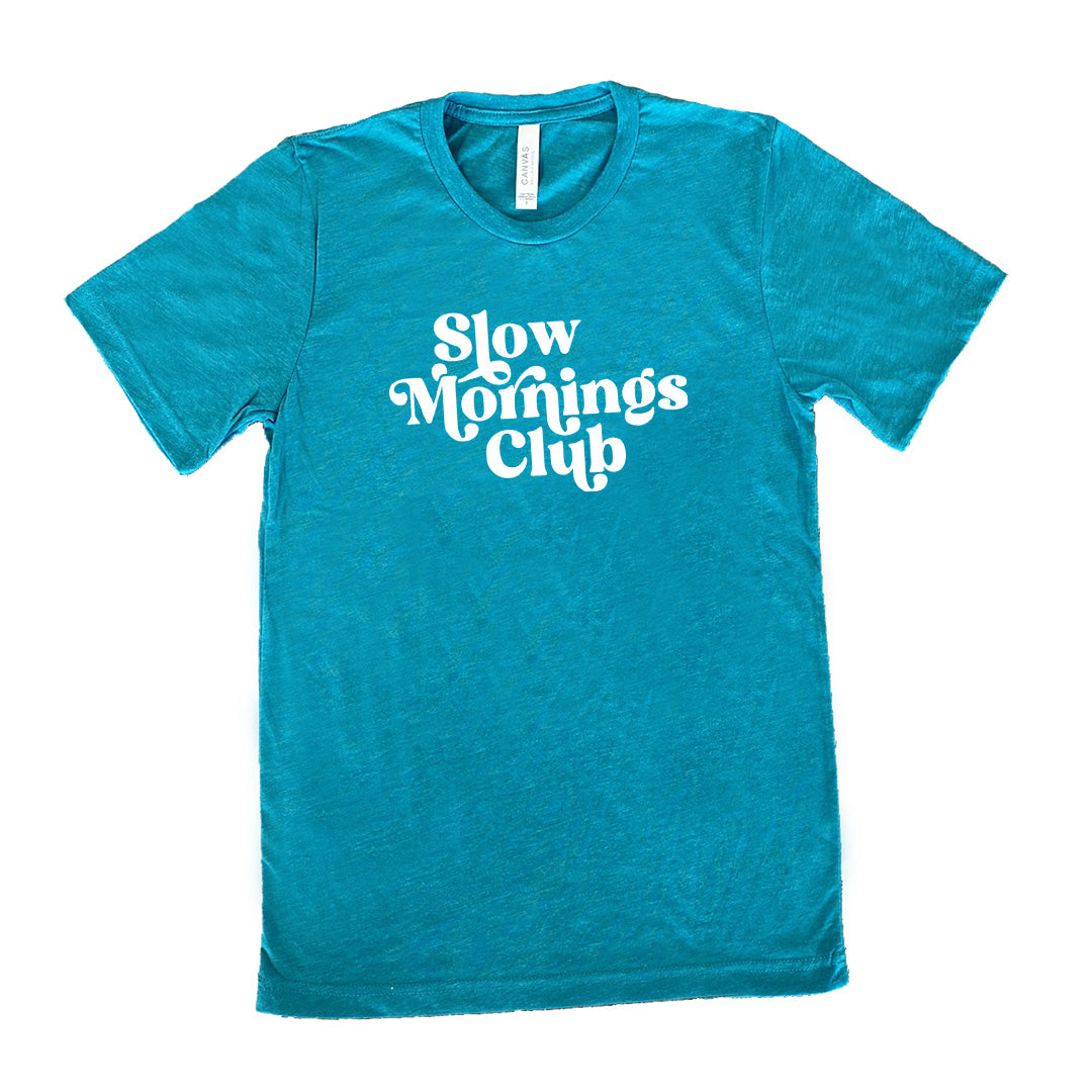 Slow Mornings Club Unisex T-Shirt - Comfortable Cotton Casual Tee for Relaxing Weekends & Cozy Loungewear