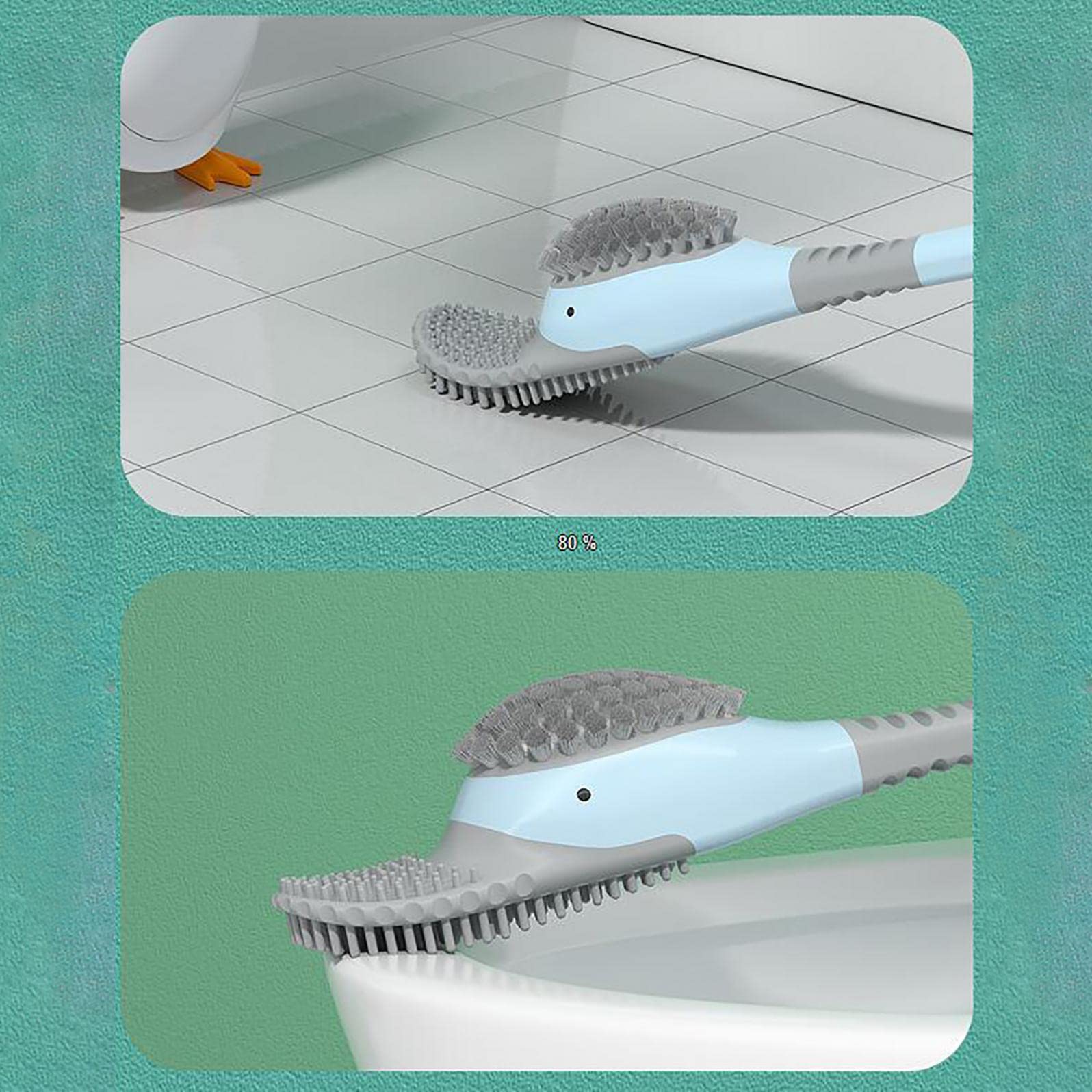 Flexible Silicone Toilet Brush with Holder Set - Long Handle Bathroom Cleaning Tool for Deep Cleaning Corners, No Drilling Required | Perfect for Small Bathrooms, Tight Spaces & Hygienic Toilet Maintenance