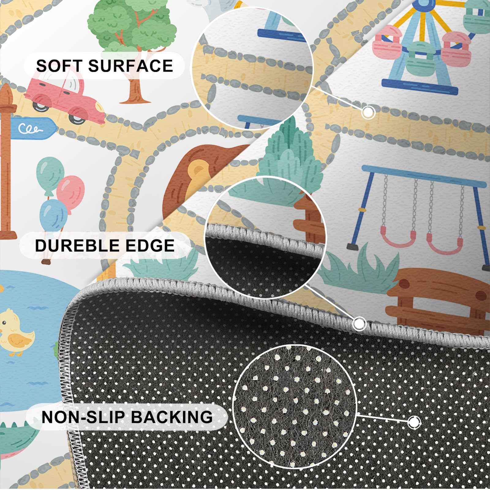 5x8 Kids Play Mat - Non-Slip Washable Road Design Rug for Toddlers | Playroom, Nursery & Bedroom Decor | Perfect for Indoor Playtime & Learning Activities
