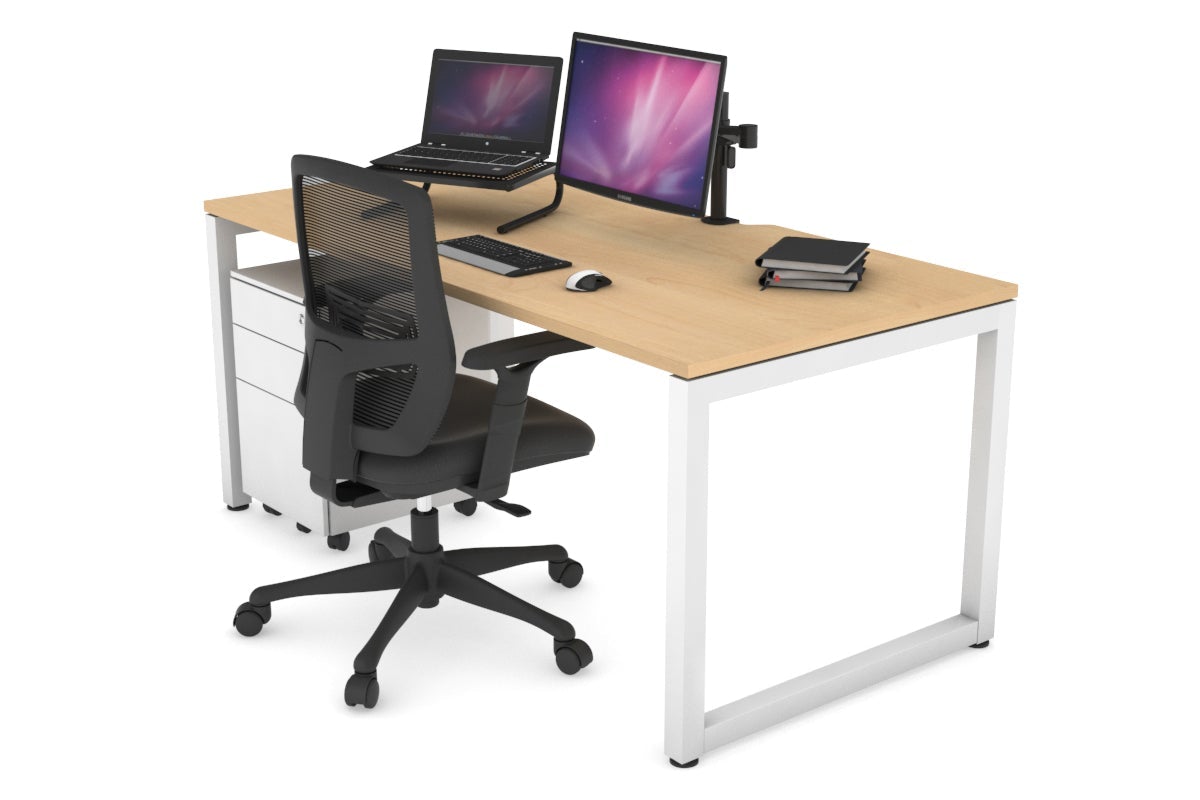 Quadro Loop Legs Office Desk - 1400L x 800W Modern Computer Desk with Cable Management for Home & Office Workspace