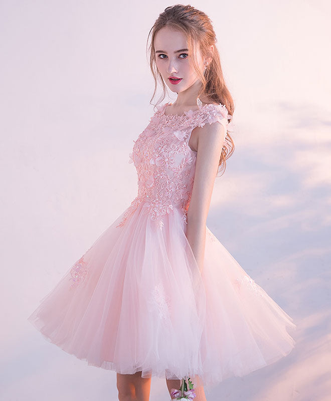 Elegant Pink Lace Tulle Short Prom Dress for Women - Cute Homecoming Party Dress - Perfect for Prom Night, Homecoming Dance & Special Occasions