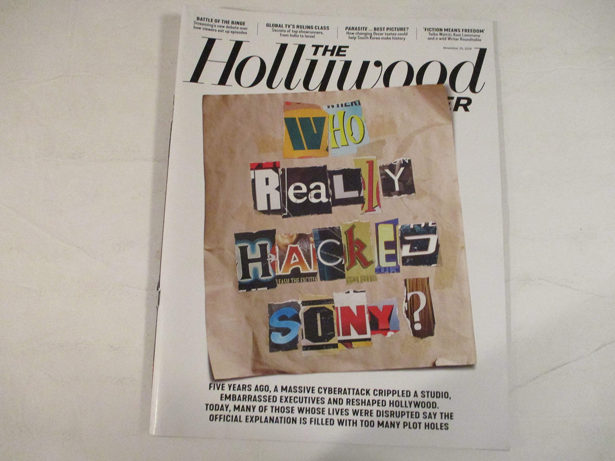 Hollywood Reporter Magazine November 25 2019 Issue - Who Really Hacked Sony? Exclusive Investigation & Celebrity News - Perfect for Film Buffs & Entertainment Industry Professionals