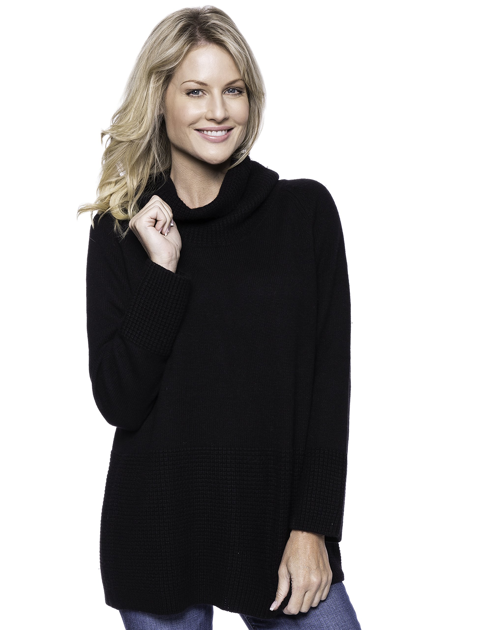 Tocco Reale Women's Wool Blend Cowl Neck Sweater with Contrast Stitch Panel - Soft Winter Pullover for Casual Outfits & Office Wear