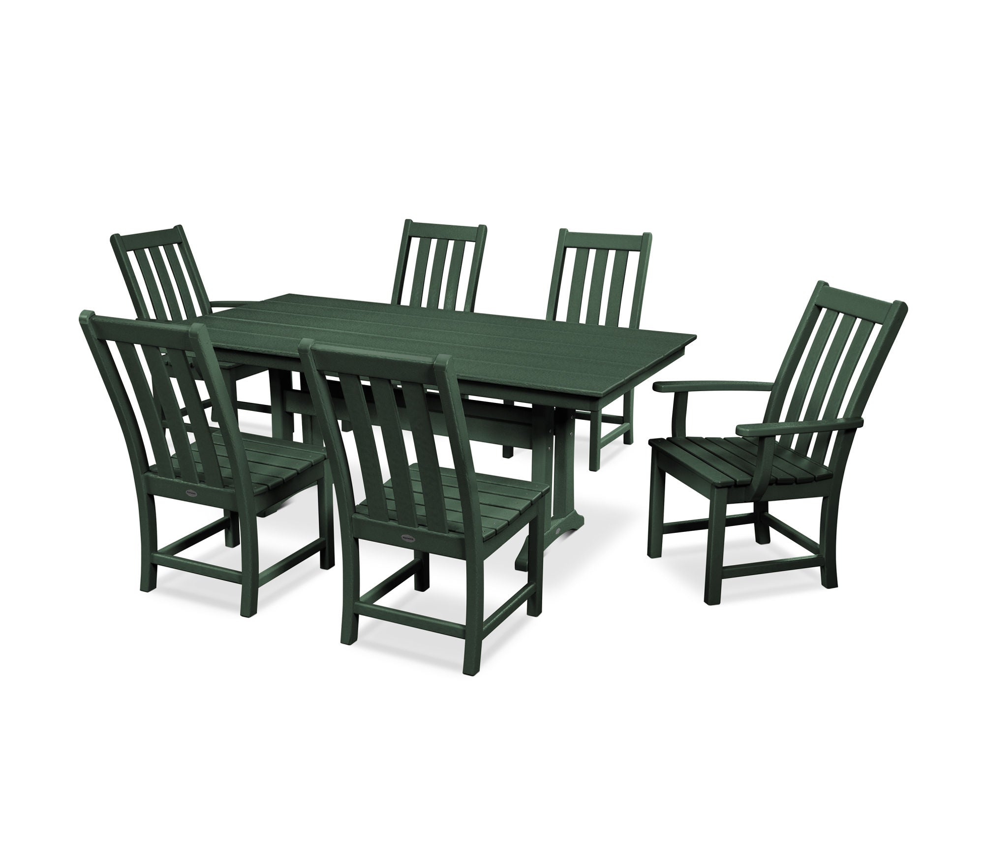 POLYWOOD Vineyard 7-Piece Farmhouse Trestle Dining Set - Outdoor Patio Furniture for Backyard, Garden & Poolside Dining
