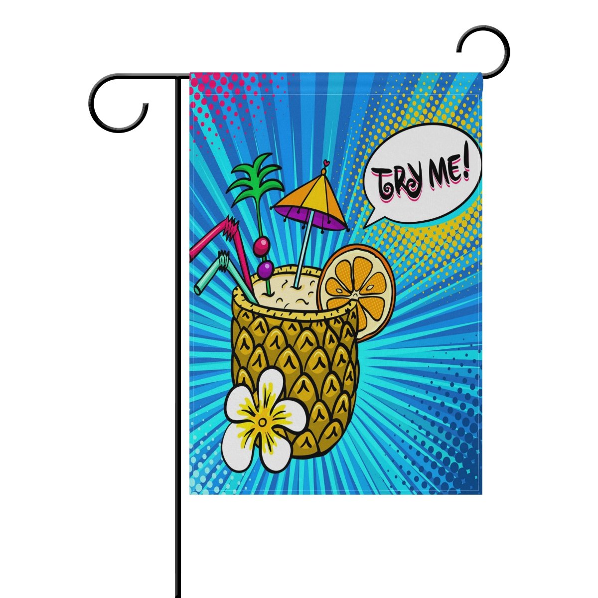 ALAZA Double Sided Tropical Pineapple Cocktail Garden Flag - 28 x 40 Inch Outdoor Yard Decor, Seasonal Spring Summer House Welcome Flag - Perfect for Patio, Lawn, Porch & Backyard Decorations