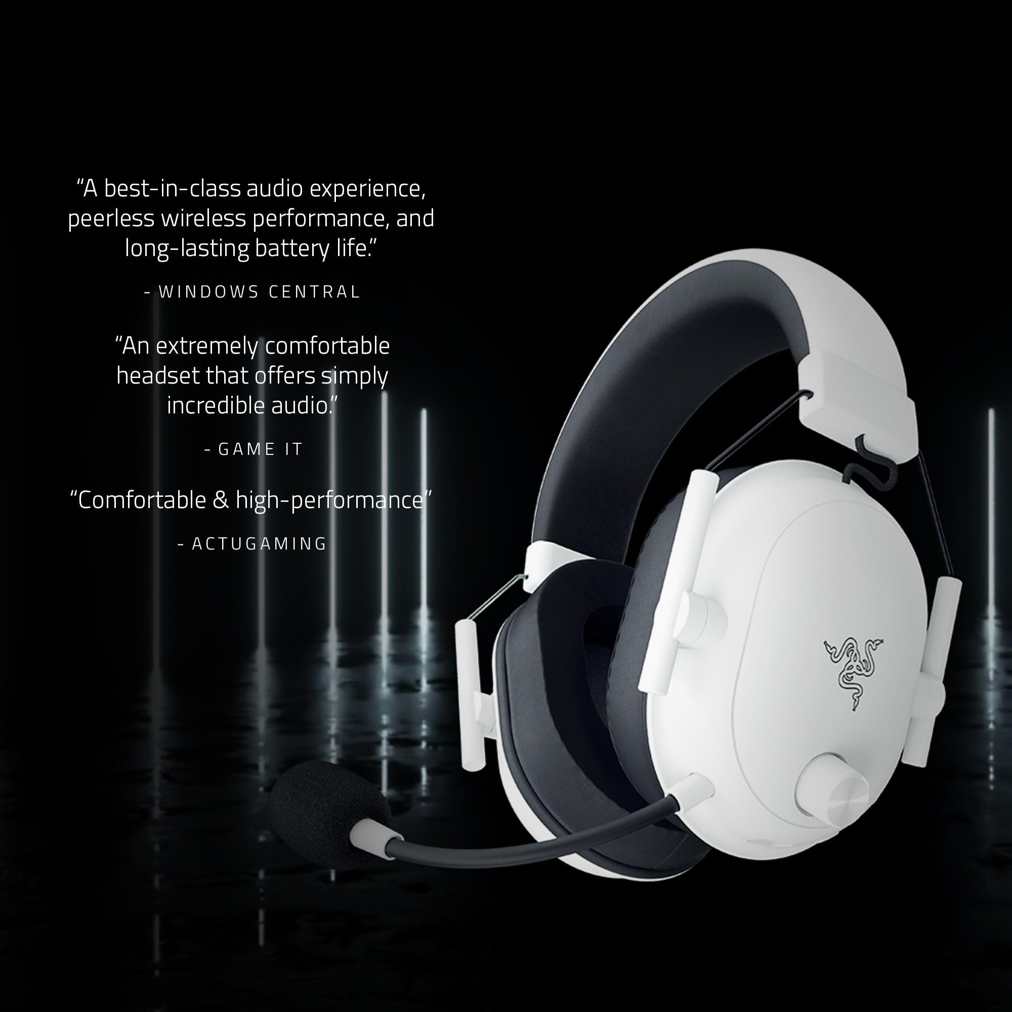 Razer BlackShark V2 Hyperspeed Wireless Gaming Headset for PC - Ultra Lightweight 280g with Super Wideband Mic & TriForce Titanium 50mm Drivers | Noise Isolation Foam Cushions | White | Perfect for Esports, Streaming & Competitive Gaming