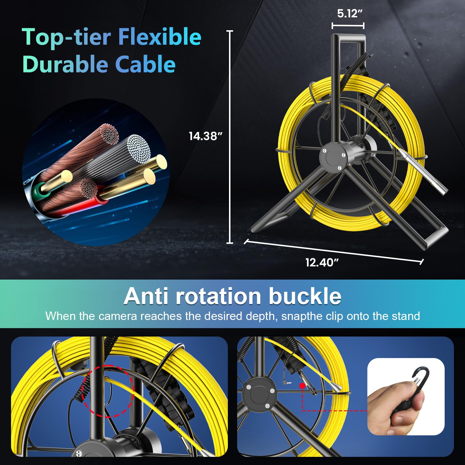 Anysun 100ft Sewer Inspection Camera with DVR - 4.3