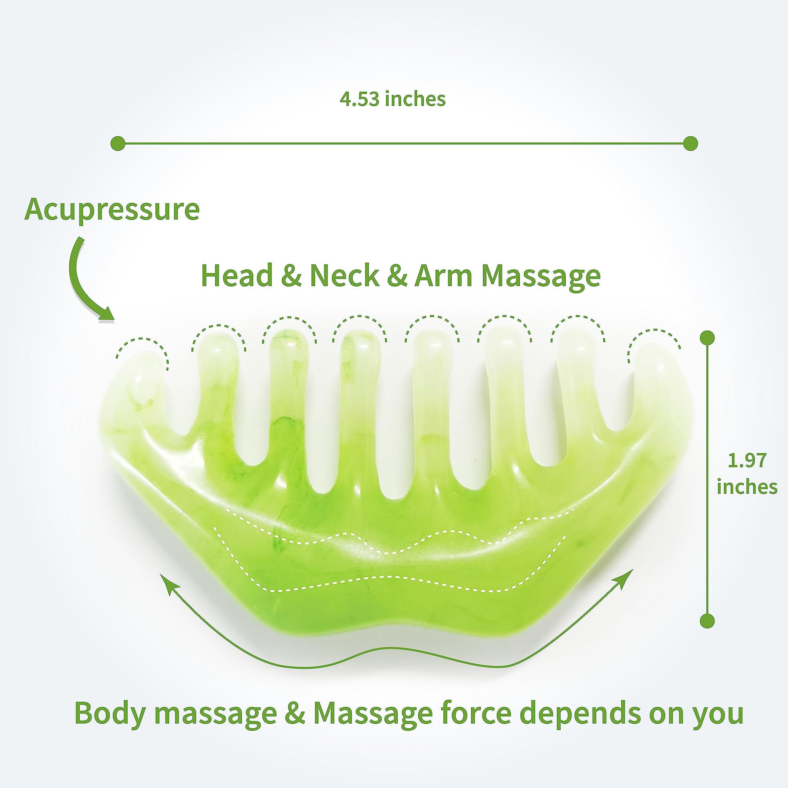 Jade Scalp Massager Comb - Gua Sha Comb for Hair Growth, Blood Circulation & Acupressure - Resin Head Massage Tool for Relaxation & Stress Relief - Perfect for Home Spa, Self Care & Beauty Routine