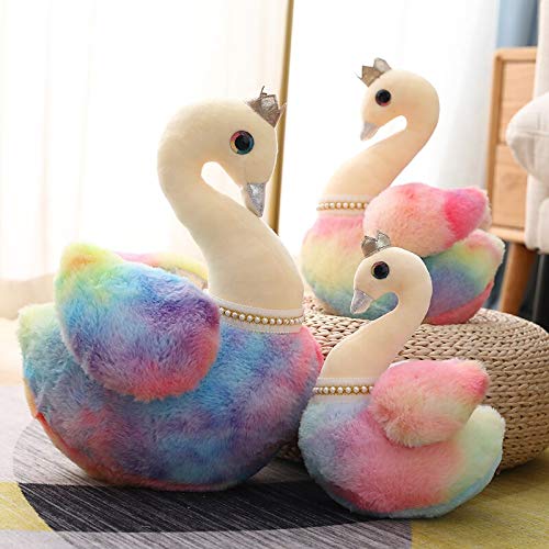 Rainbow-White Swan Plush Toy for Couples, 28-30cm Stuffed Animal Wedding Gift, Romantic Anniversary Present, Valentine's Day Decor - Perfect for Wedding Centerpieces, Anniversary Surprises & Couple's Bedroom Decor