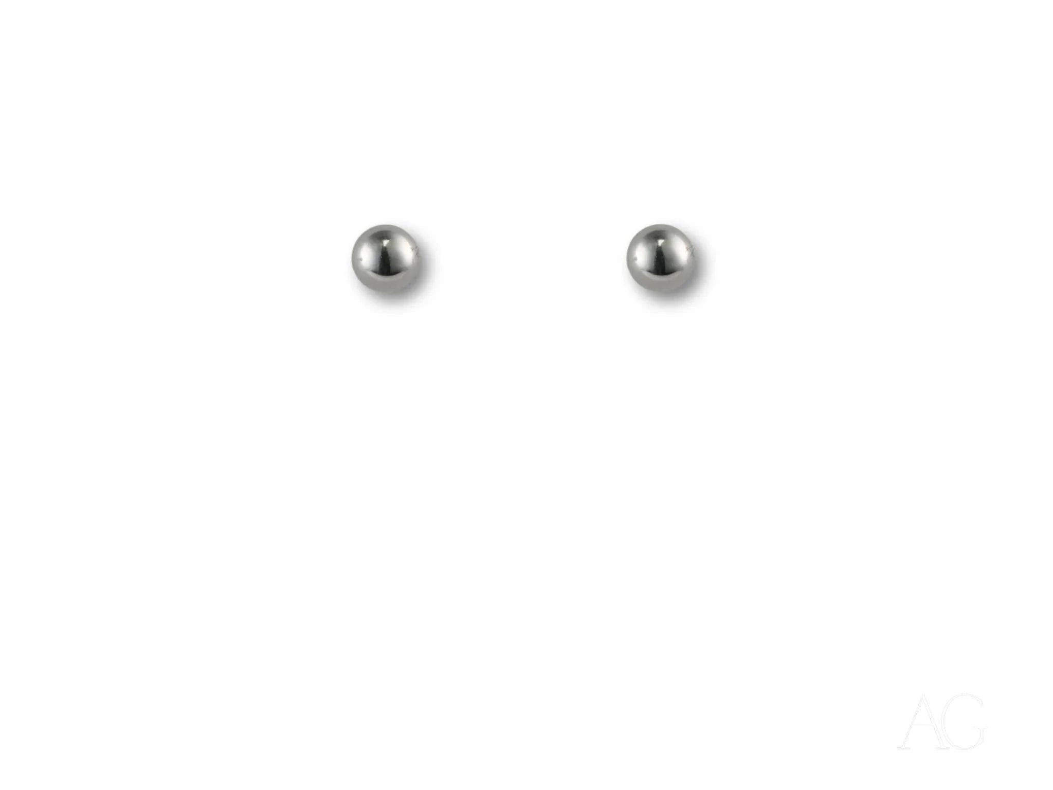 18K White Gold 5mm Ball Earrings - Classic Golden Sphere Stud Earrings for Women | Perfect for Everyday Wear, Parties & Special Occasions