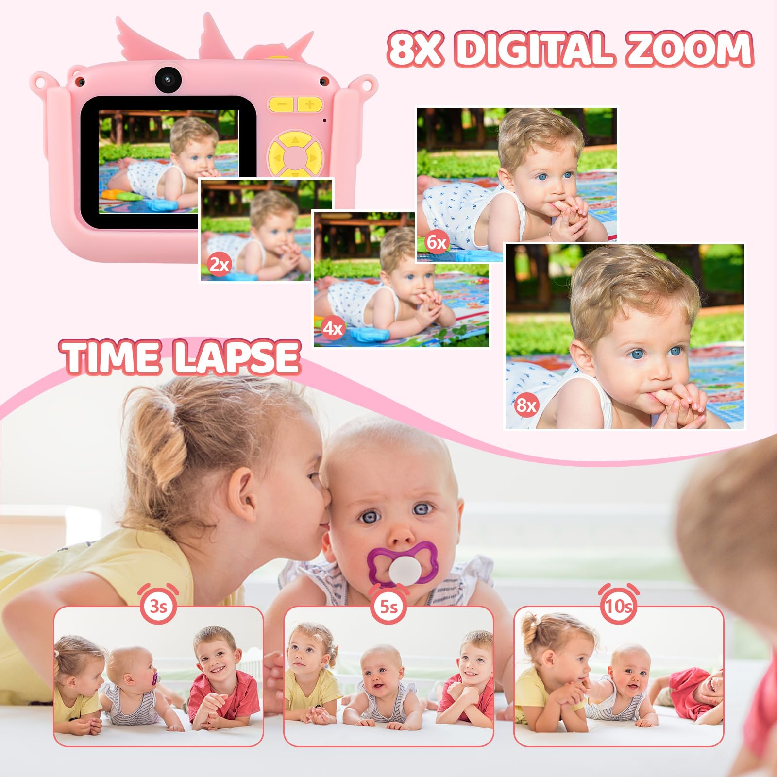 Kids Digital Camera with 32GB SD Card & Tripod - 2.4 Inch 1080P HD Portable Toy Camera for Boys & Girls | Christmas Birthday Gift | Time-Lapse Video & Silicone Cover | Perfect for Travel, Outdoor Adventures & Creative Learning