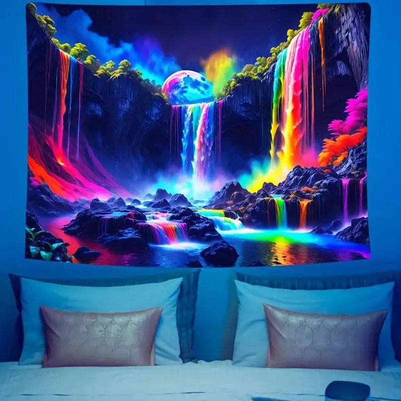 Stunning Mountain Waterfall with Rainbow Wall Art - Nature Landscape Canvas Print for Home & Office Decor | Perfect for Living Room, Bedroom, or Meditation Space