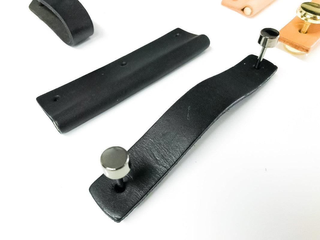 100% Genuine Leather Cabinet & Drawer Pulls - Gold Kitchen & Laundry Door Handles - Premium Hardware for Home & Office Furniture