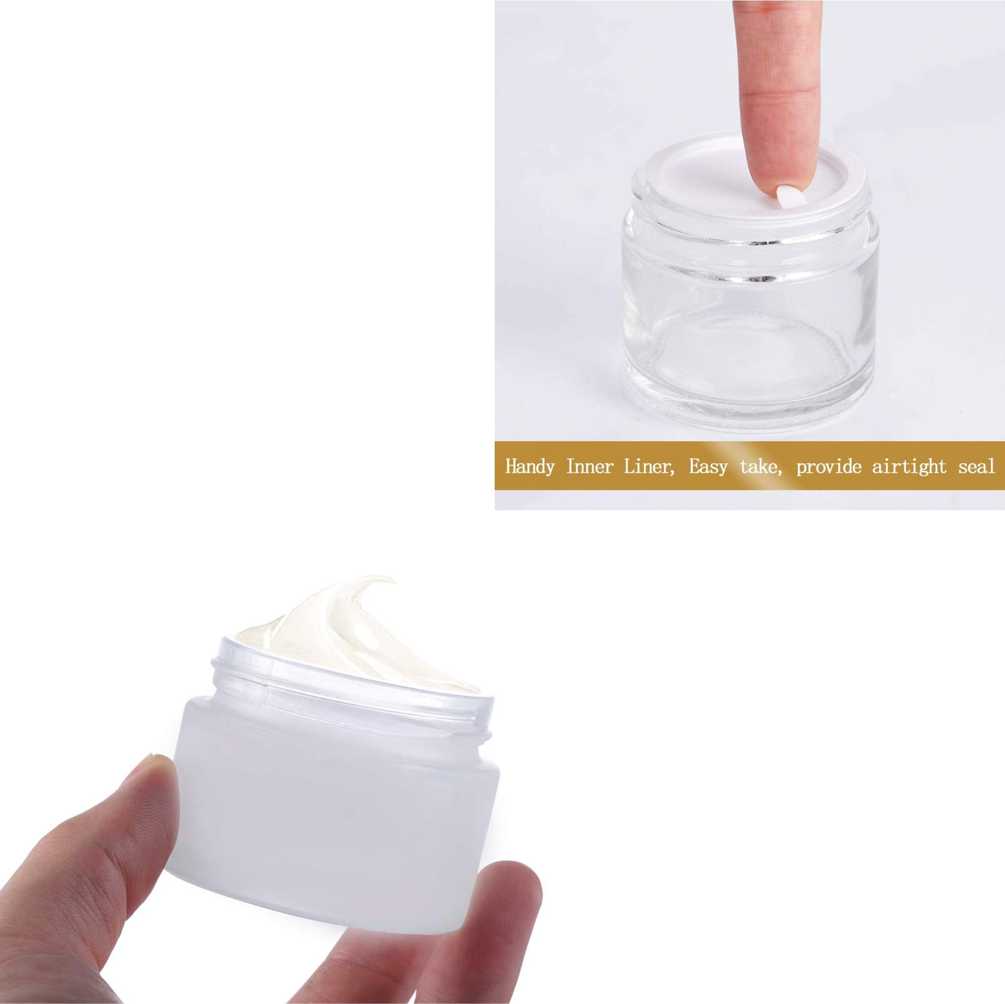 2-Pack Clear Glass Cosmetic Jars with Silver Lids - 50ml Refillable Travel Containers for Makeup, Cream, Lotion, Sugar Scrubs & Jewelry Storage - Perfect for Home, Salon & Travel Organization