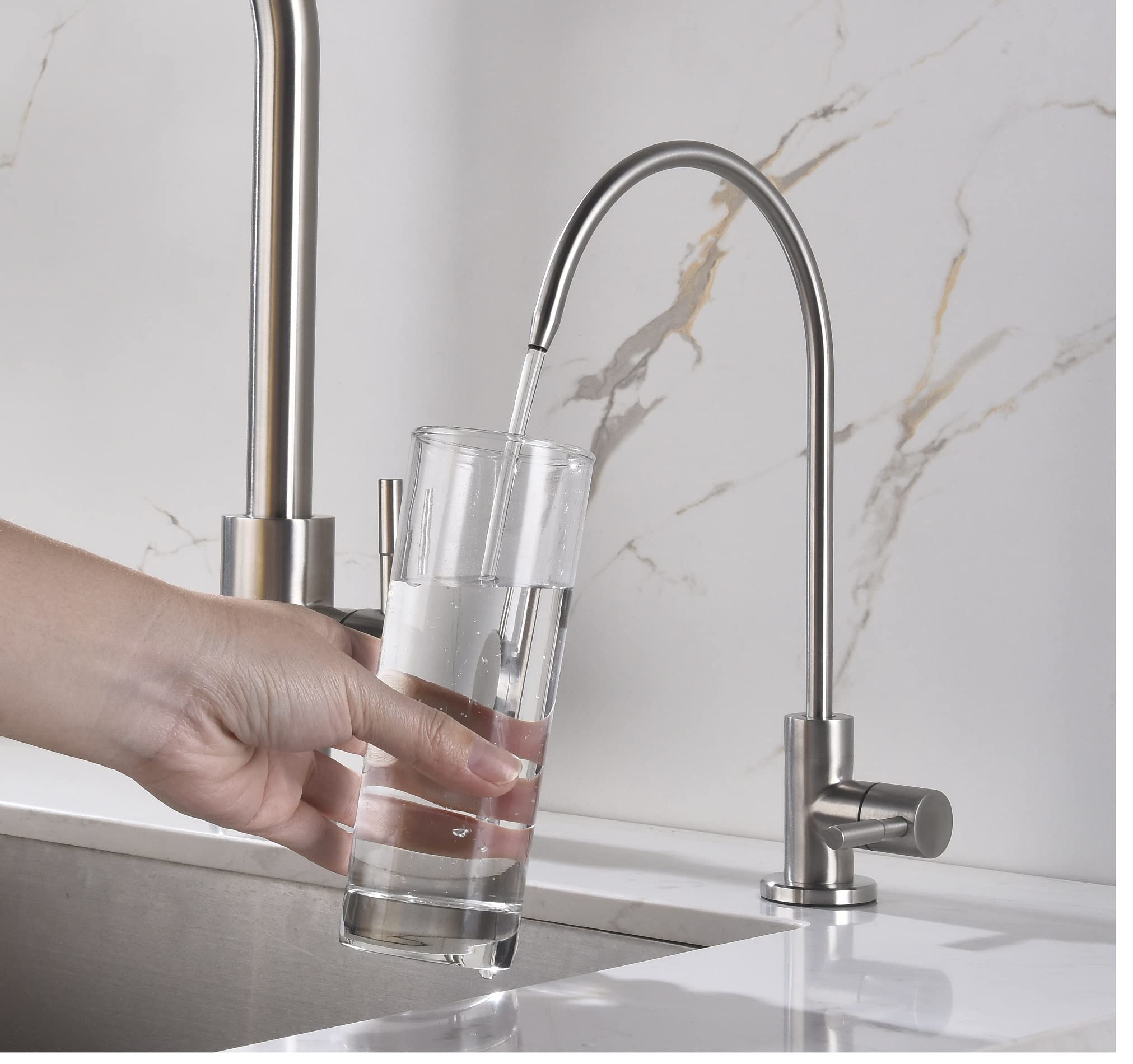 Brushed Stainless Steel Drinking Water Faucet for Reverse Osmosis System - Non-Air Gap Kitchen Water Purifier Faucet in Brushed Nickel Finish | Perfect for Home, Office & RV Water Filtration