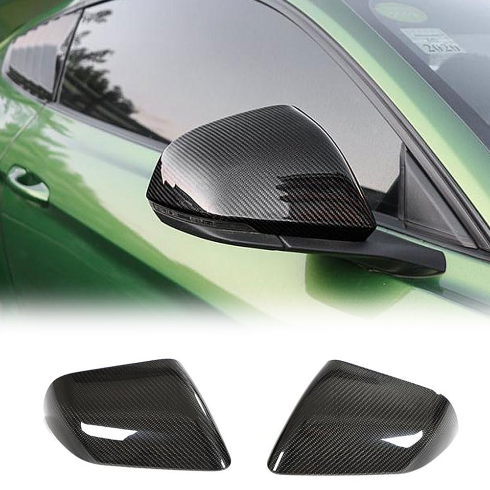 MCARCAR Carbon Fiber Mirror Cover for Ford Mustang GT 2015-2019 | Side Rearview Mirror Caps with Turn Signal Hole | Exterior Upgrade for Coupe & Convertible Models | Durable CF Shell for Enhanced Style & Protection (Perfect for Car Shows & Daily Driving)