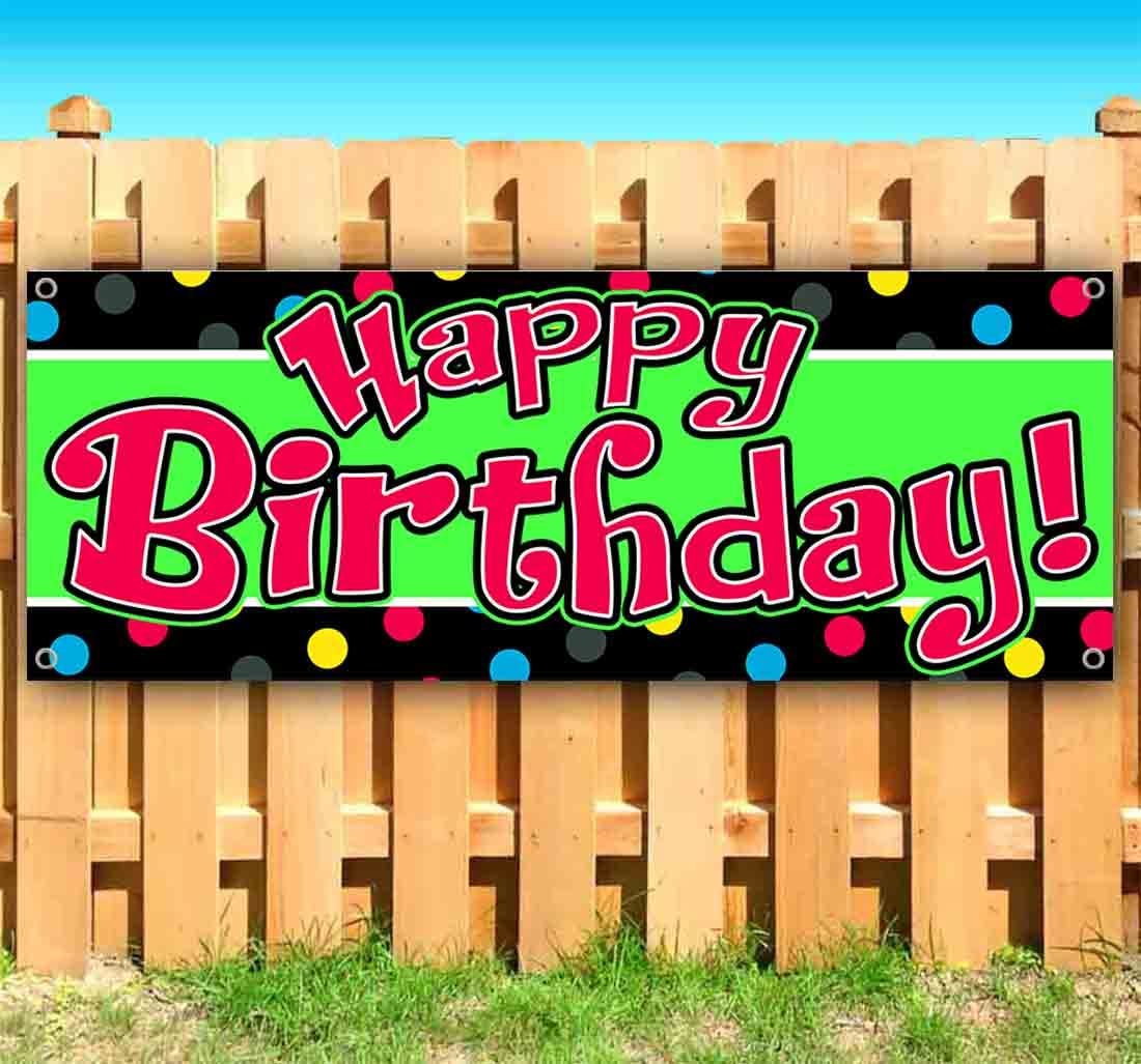 Happy Birthday Banner - 13 oz Heavy-Duty Vinyl with Metal Grommets | Single-Sided Non-Fabric Decoration | Perfect for Parties, Events & Celebrations