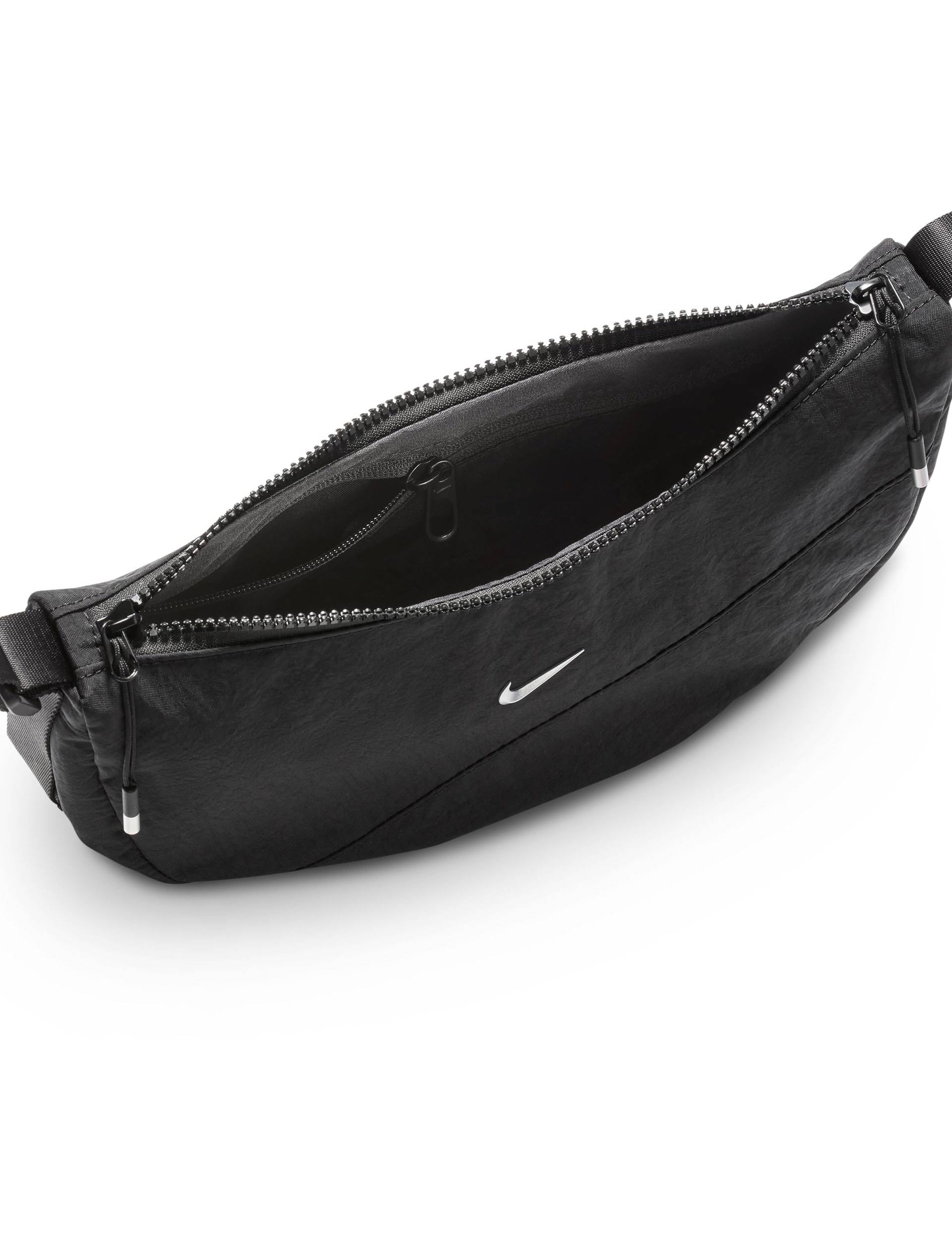 Aura Crescent Cross Body Bag for Women - Stylish Black & Matte Silver Leather Shoulder Purse - Perfect for Travel, Work, and Everyday Use