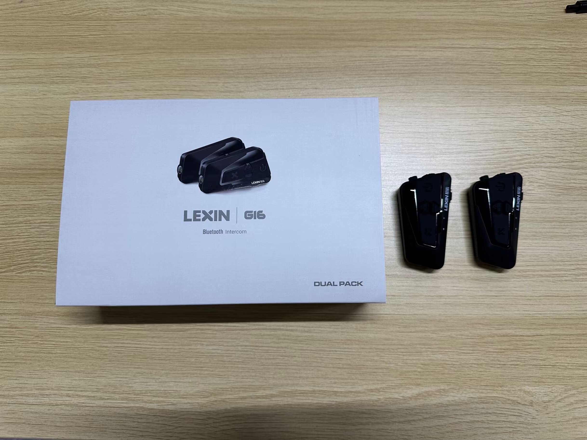 LEXIN G16 Motorcycle Bluetooth Headset with Headlamp & SOS Mode - 16 Rider 2000m Helmet Communication System, Music Sharing & Universal Pairing for Snowmobile/ATV (2 Pack) - Perfect for Group Rides, Off-Road Adventures & Emergency Situations