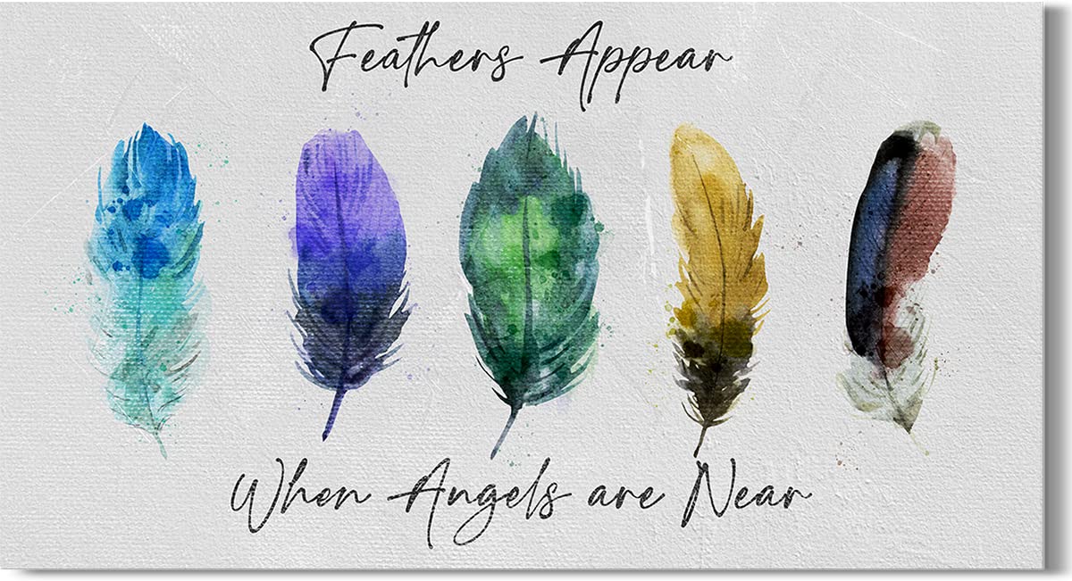Bohemian Feathers Angel Wall Art Canvas - Boho Feathers Wall Decor for Girls & Women - Ready to Hang 48x24 Canvas - Perfect for Bedroom, Living Room & Gift Giving