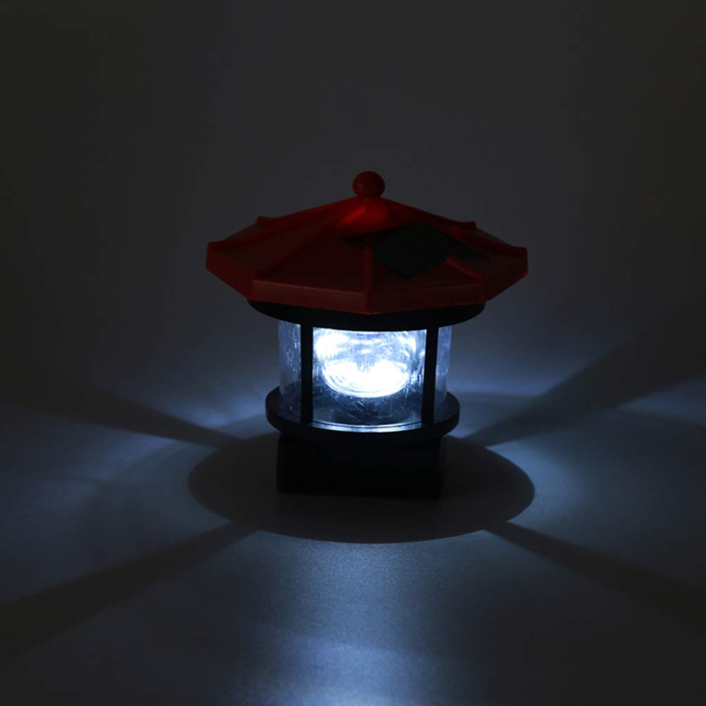 Solar Powered LED Lighthouse Outdoor Light - Waterproof Garden Landscape Lamp for Lawn, Patio, Pond Decoration (Red) | Perfect for Backyard, Pathway & Poolside Lighting