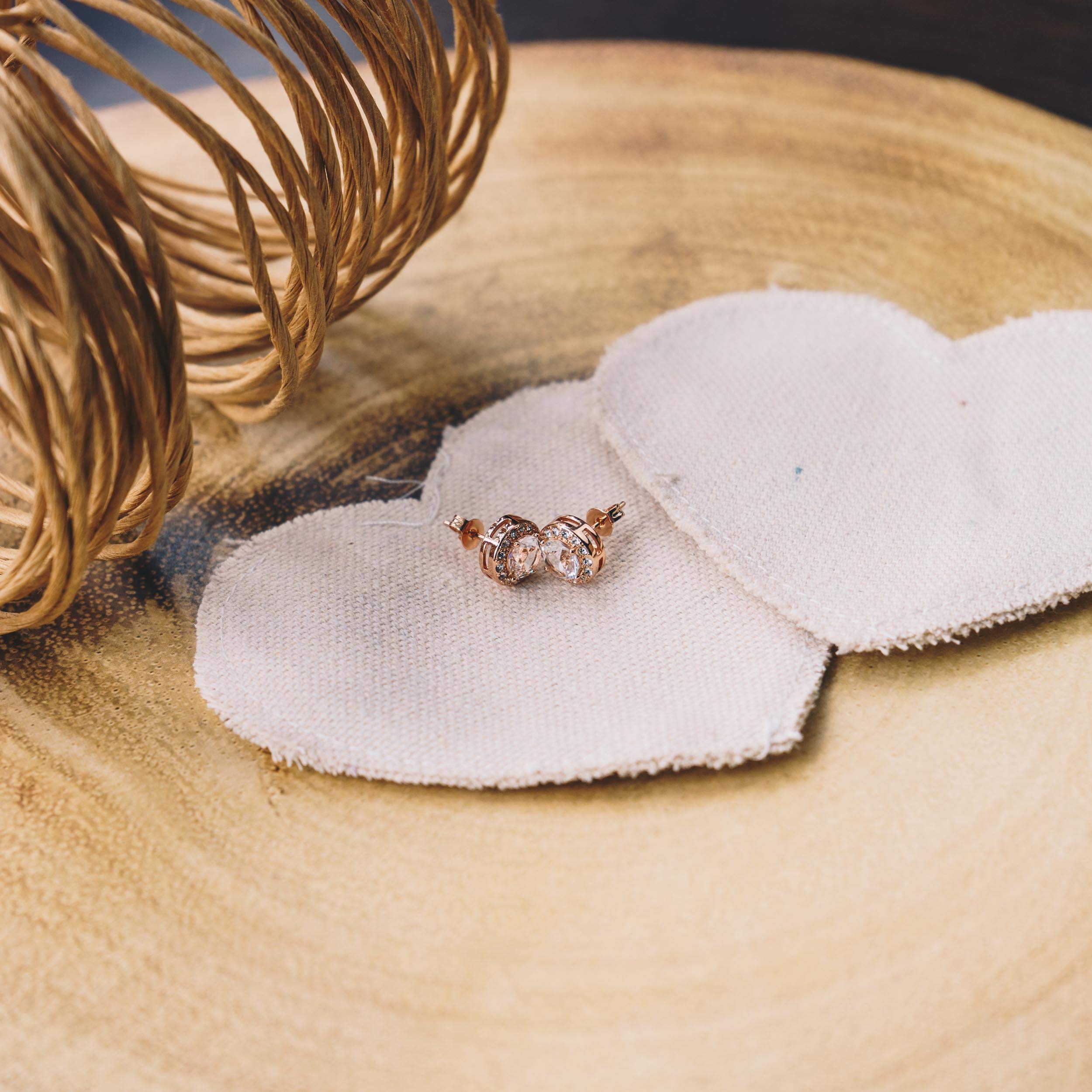 Philip Jones Rose Gold Plated Halo Earrings with Zircondia® Crystals - Elegant Jewelry for Women, Perfect for Weddings, Parties & Special Occasions