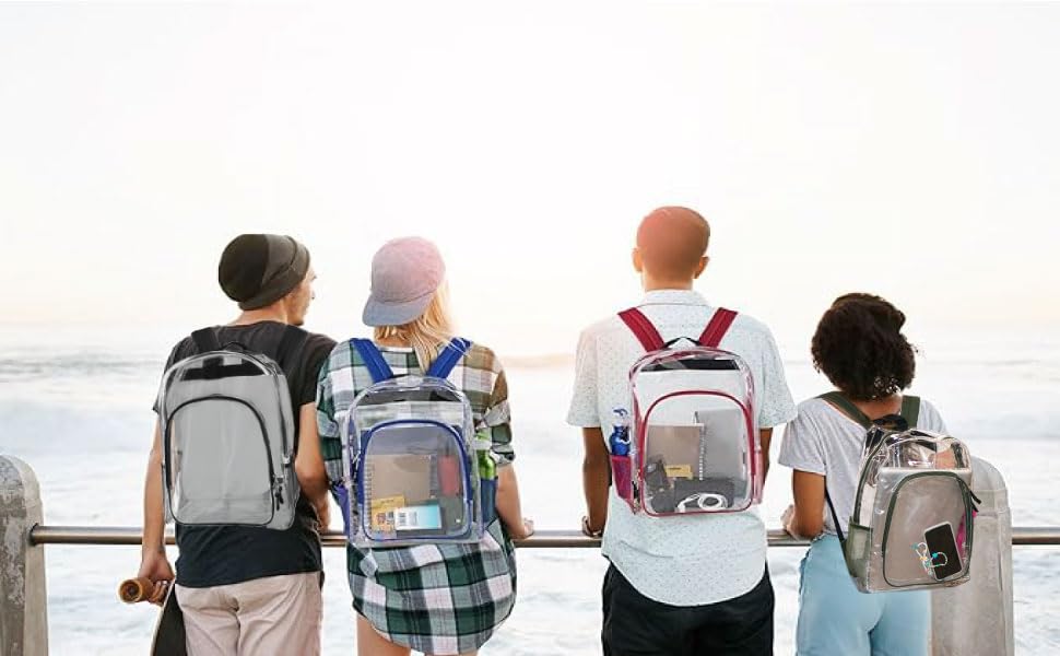 Durable Clear Transparent Backpack - Stadium Approved See-Through Bag for School, Work, Travel & Events | Water-Resistant Unisex Daypack for Concerts, Airports & Security Checkpoints