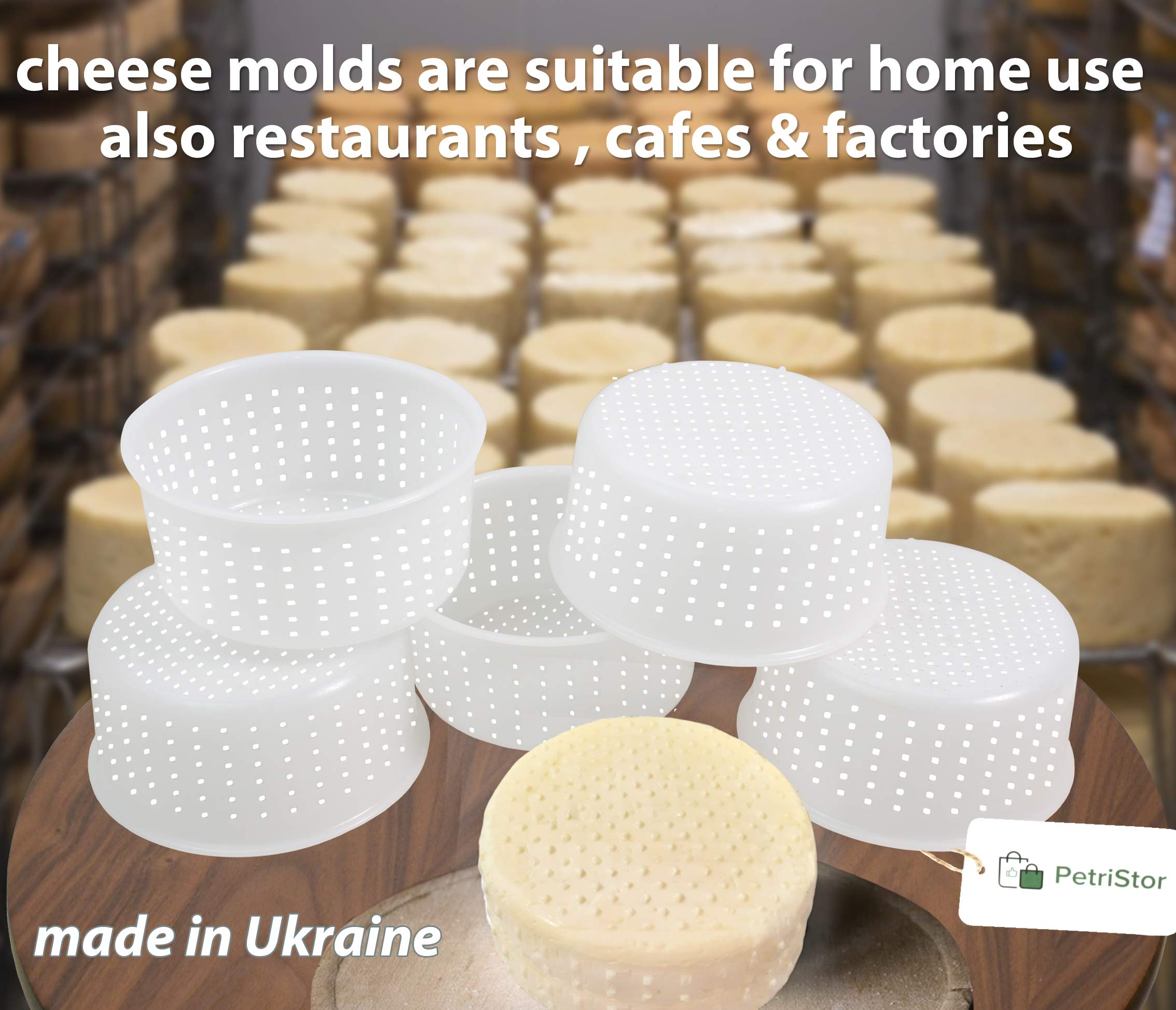 PetriStor 5-Piece Soft Cheese Mold Set for Homemade Cheese Making - 0.8QT Small Cheese Molds for Cream Cheese, Feta & Fresh Cheese - Perfect for DIY Cheese Lovers & Artisan Cheesemakers (Great for Home Kitchens & Small Dairy Farms)