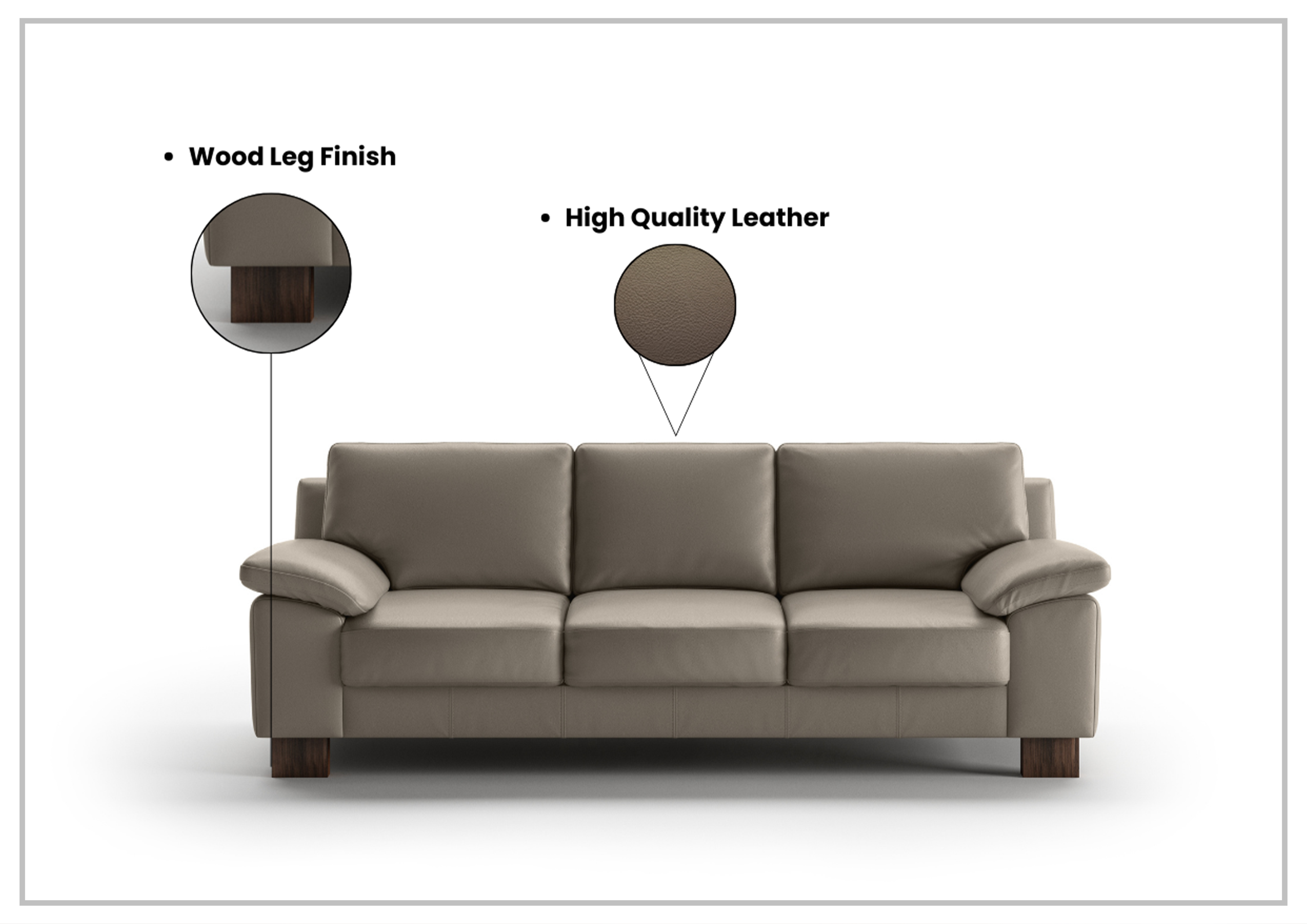 Premium Genuine Leather Sofa with High-Resilience HR Foam - Handcrafted in Finland - Perfect for Living Room, Lounge & Office Comfort