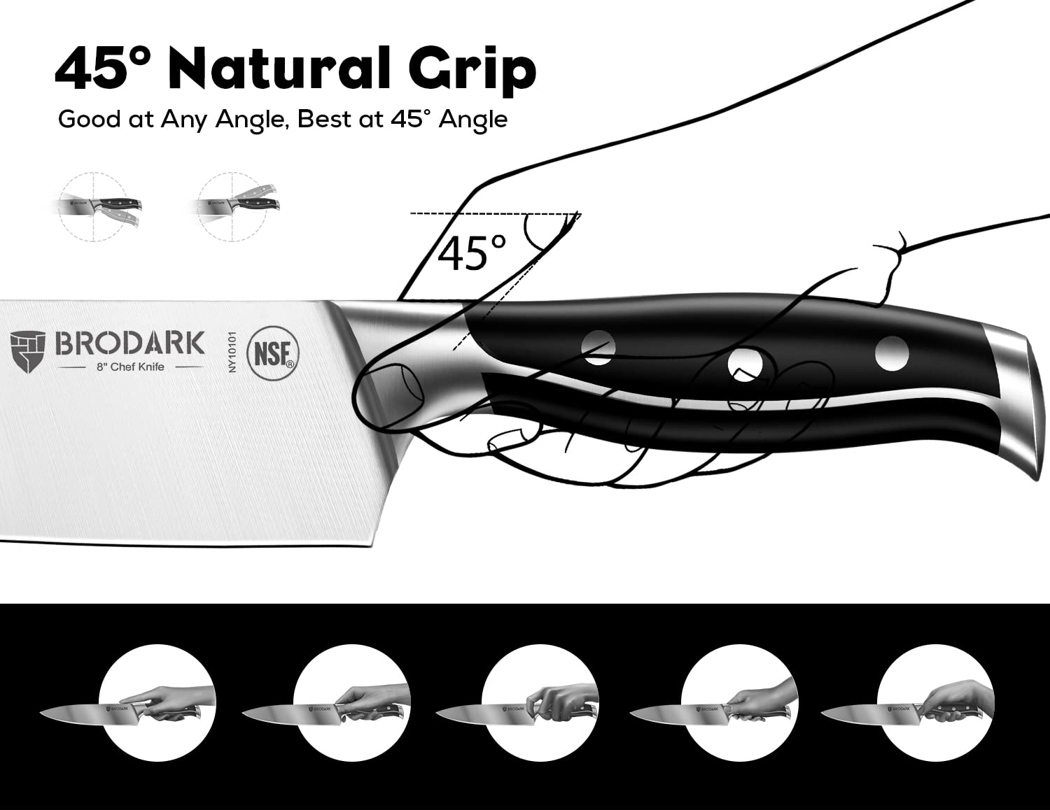 15-Piece Professional Chef Knife Set with Block - Full Tang German Stainless Steel Kitchen Knives with Built-in Sharpener | Steel-King Series for Home Cooking & Restaurant Use