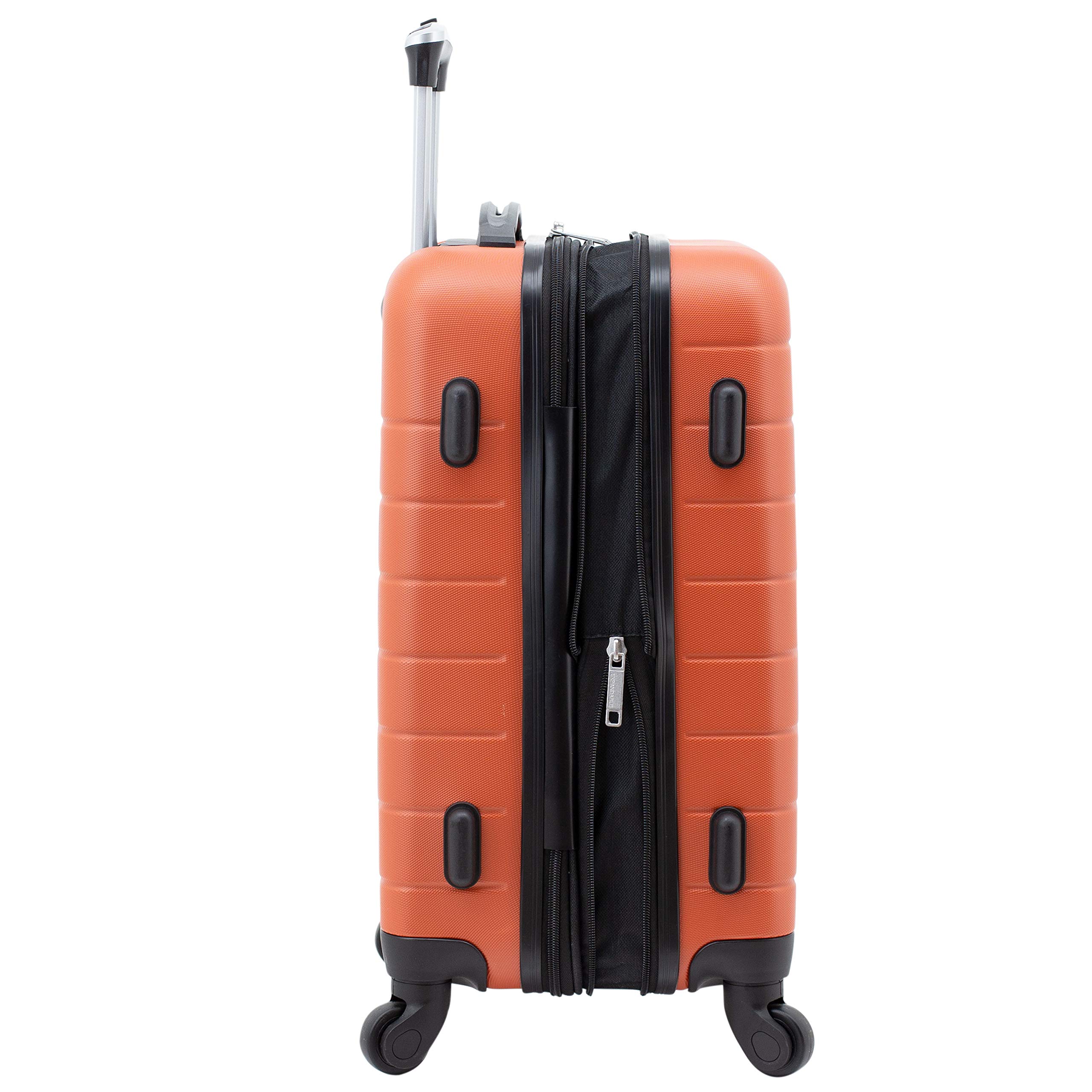 Wrangler Smart Luggage with Cup Holder & USB Charging Port - 3 Piece Carry-On Set (Burnt Orange) | Perfect for Business Travel, Family Vacations & Airport Convenience