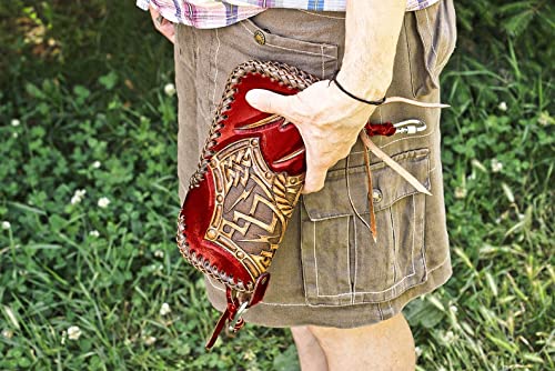 Handcrafted 3D Genuine Leather Wallet for Men - Biker Style Long Wallet with Thor Hammer Design - Custom Personalized Engraved Leather Carving - Perfect for Motorcycle Enthusiasts & Gift Giving