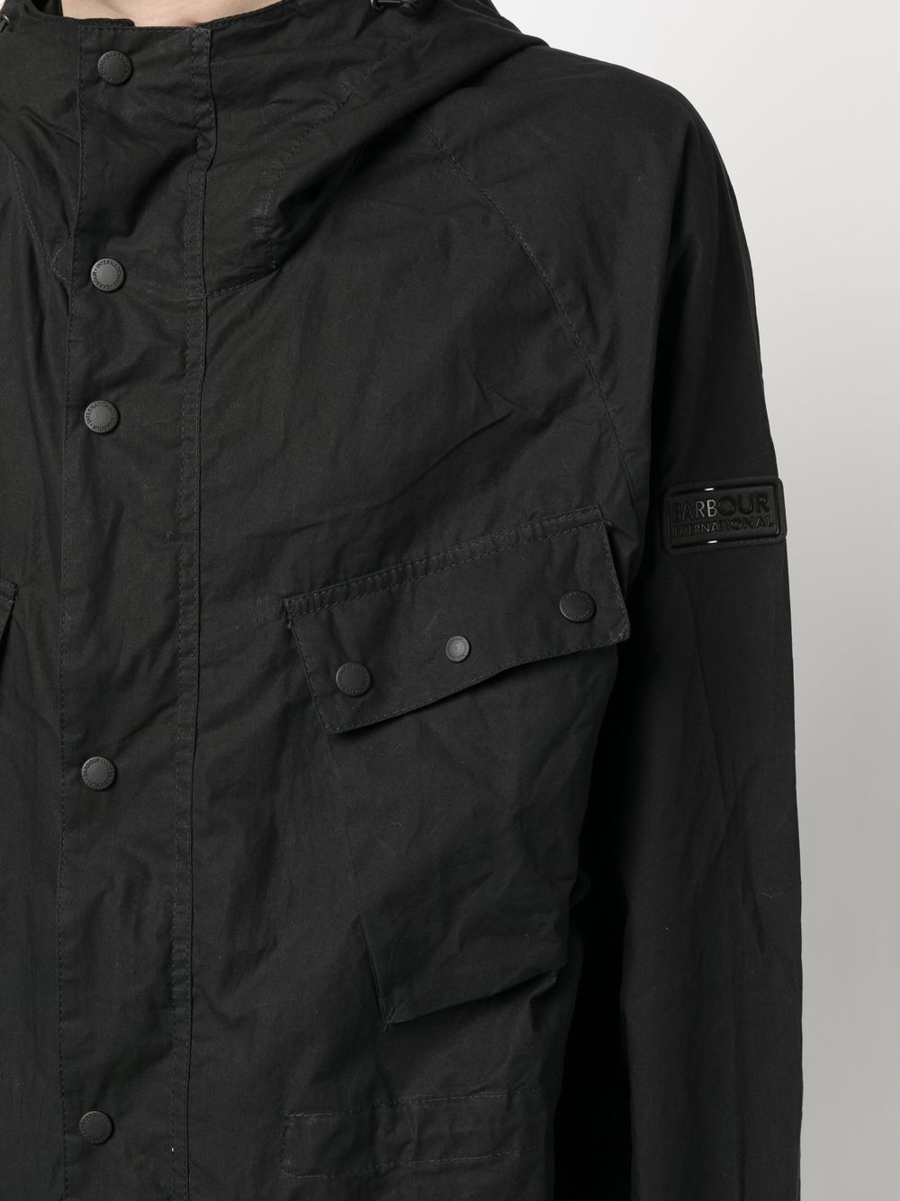 BARBOUR INTERNATIONAL Men's & Women's Classic Waxed Cotton Jacket - Black - Waterproof & Windproof Outdoor Coat for Hiking, Motorcycling & Casual Wear