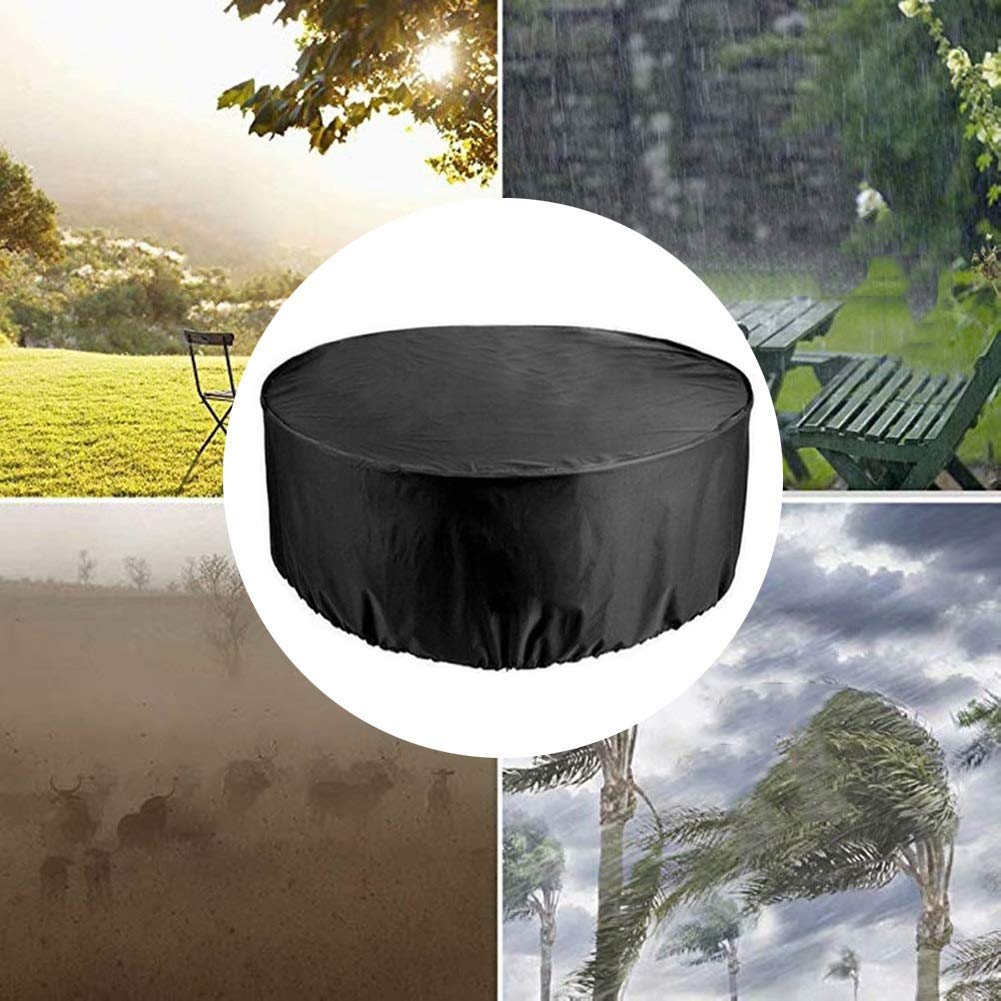 Heavy Duty Waterproof Round Garden Furniture Cover 120x75cm - Outdoor Patio Table and Chair Protector for All Weather, Storage & UV Protection - Perfect for Backyard, Deck, and Poolside Use