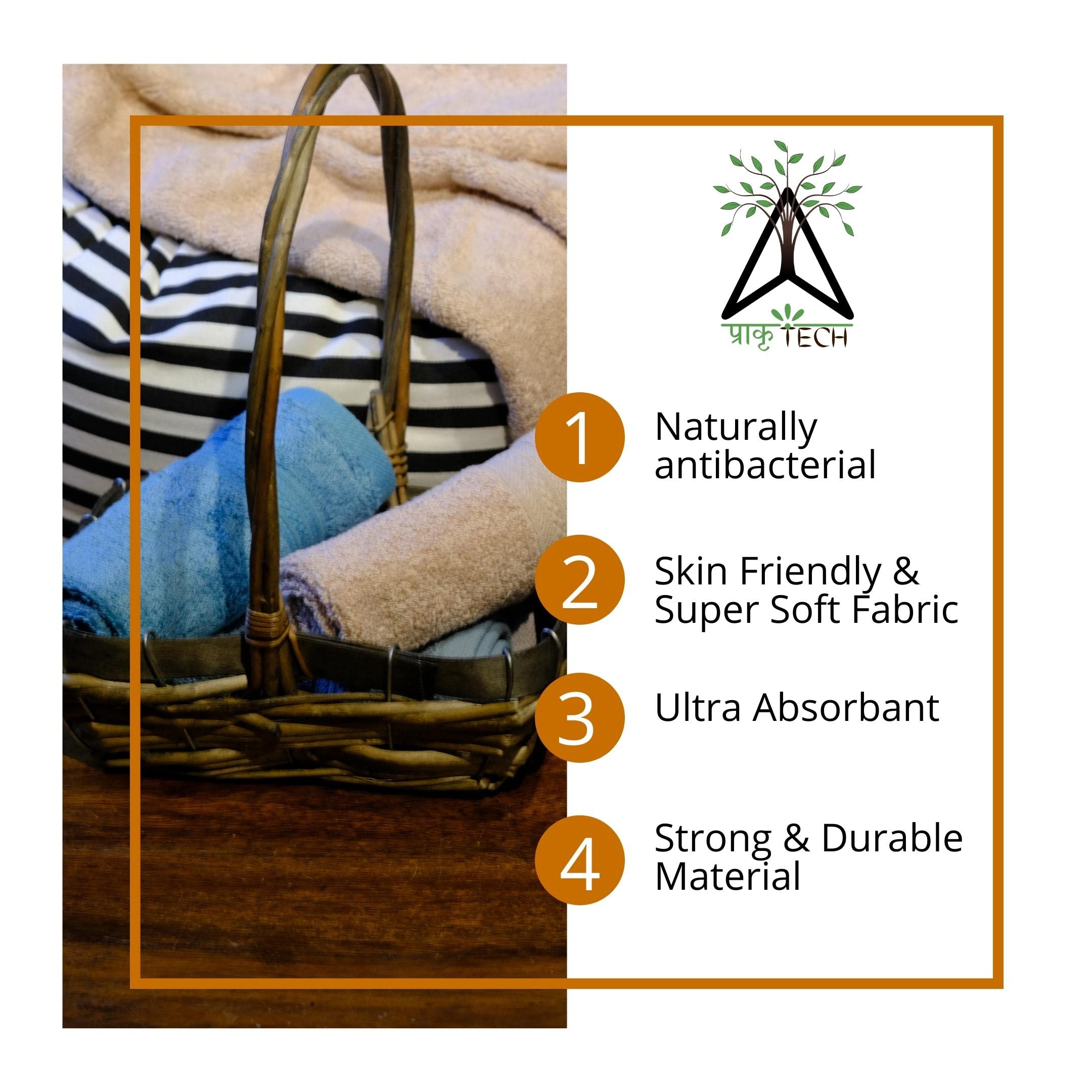 Prakrtech 100% Natural Bamboo Face Towel Set of 2 - 600 GSM Ultra Soft & Skin-Friendly | Eco-Friendly Chemical-Free Bath & Beauty Towels | Perfect for Daily Skincare, Spa & Travel (Grape)
