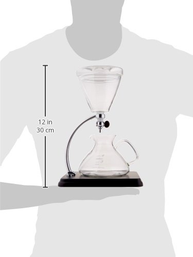Premium Yama Glass Silverton 16oz Coffee & Tea Brewer - Heat-Resistant Borosilicate Glass with Black Wood Base & Stainless Steel Filter - Perfect for Pour Over Coffee, Iced Tea & Home Brewing