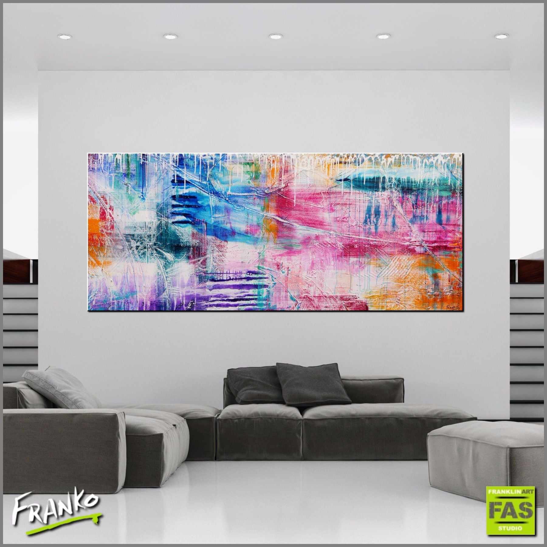 Be Inspired! Abstract Colorful Wall Art - Modern Home Decor for Living Room, Bedroom & Office
