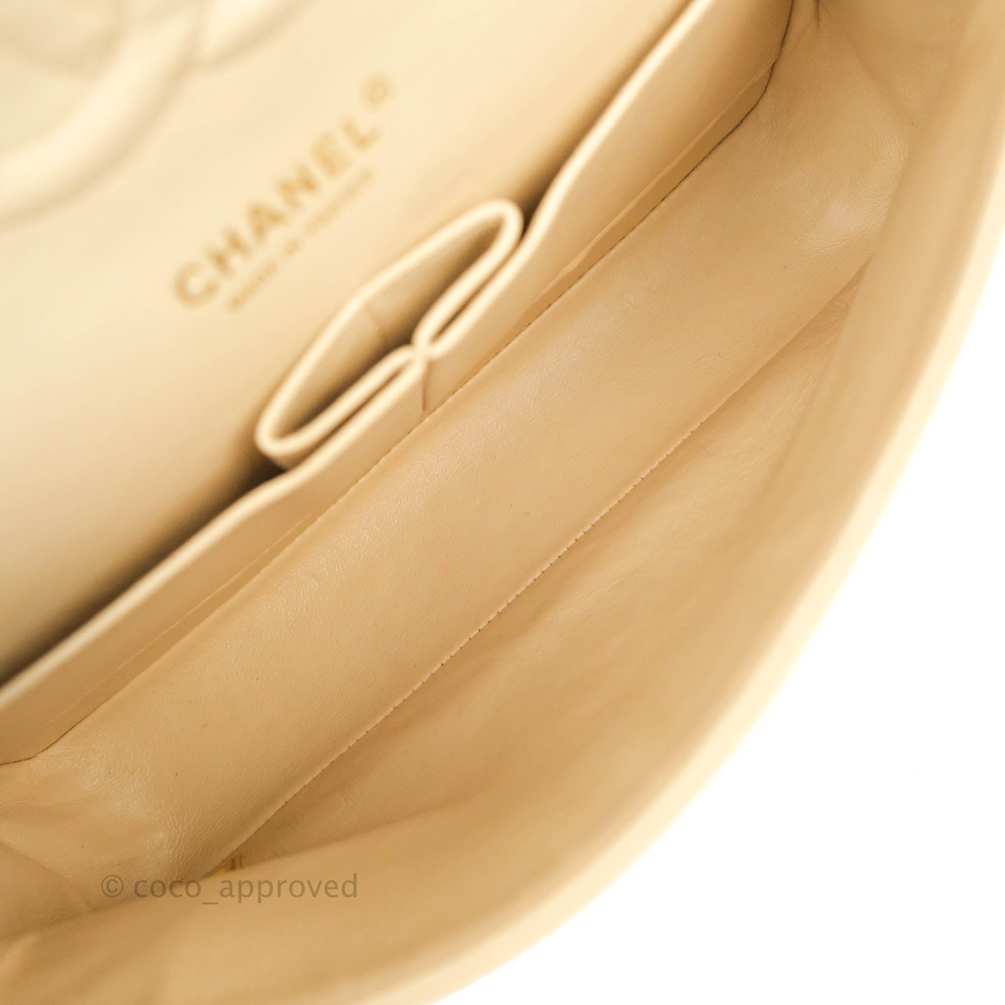 Chanel Classic Medium Double Flap Bag in Beige Caviar Leather with Gold Hardware - Luxury Designer Handbag for Women, Perfect for Work, Evening Events & Special Occasions