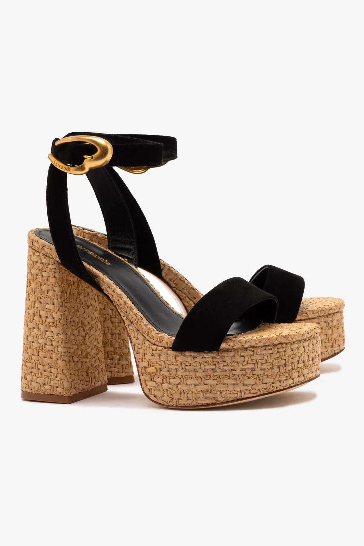 Dolly Verona Sandal - Black Suede & Natural Raffia Women's Comfortable Summer Sandals for Beach, Vacation and Casual Outings